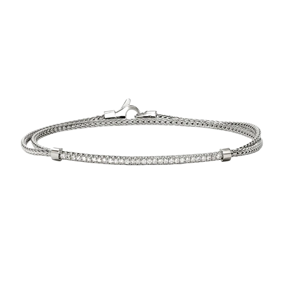 John Hardy Essentials Sterling Silver Pave Diamond Bracelet