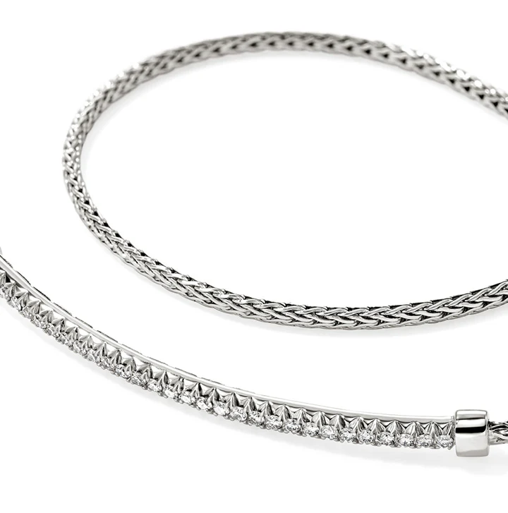 John Hardy Essentials Sterling Silver Pave Diamond Bracelet - Image 3