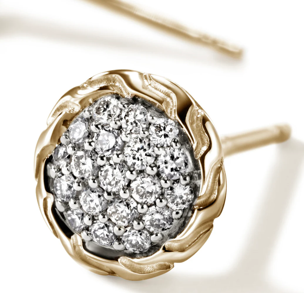 John Hardy Essentials Yellow Gold Diamond Stud Earrings - Image 2
