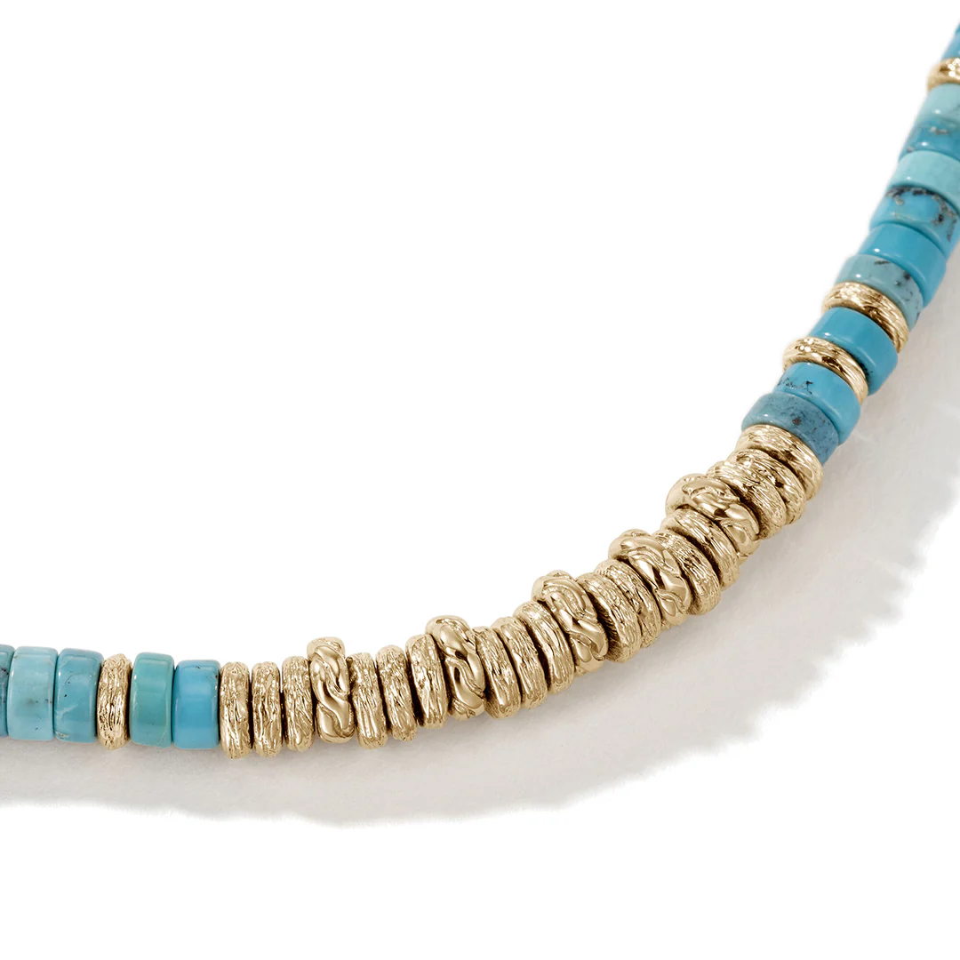 John Hardy Heishi 14K Yellow Gold Bracelet with Turquoise - Image 3
