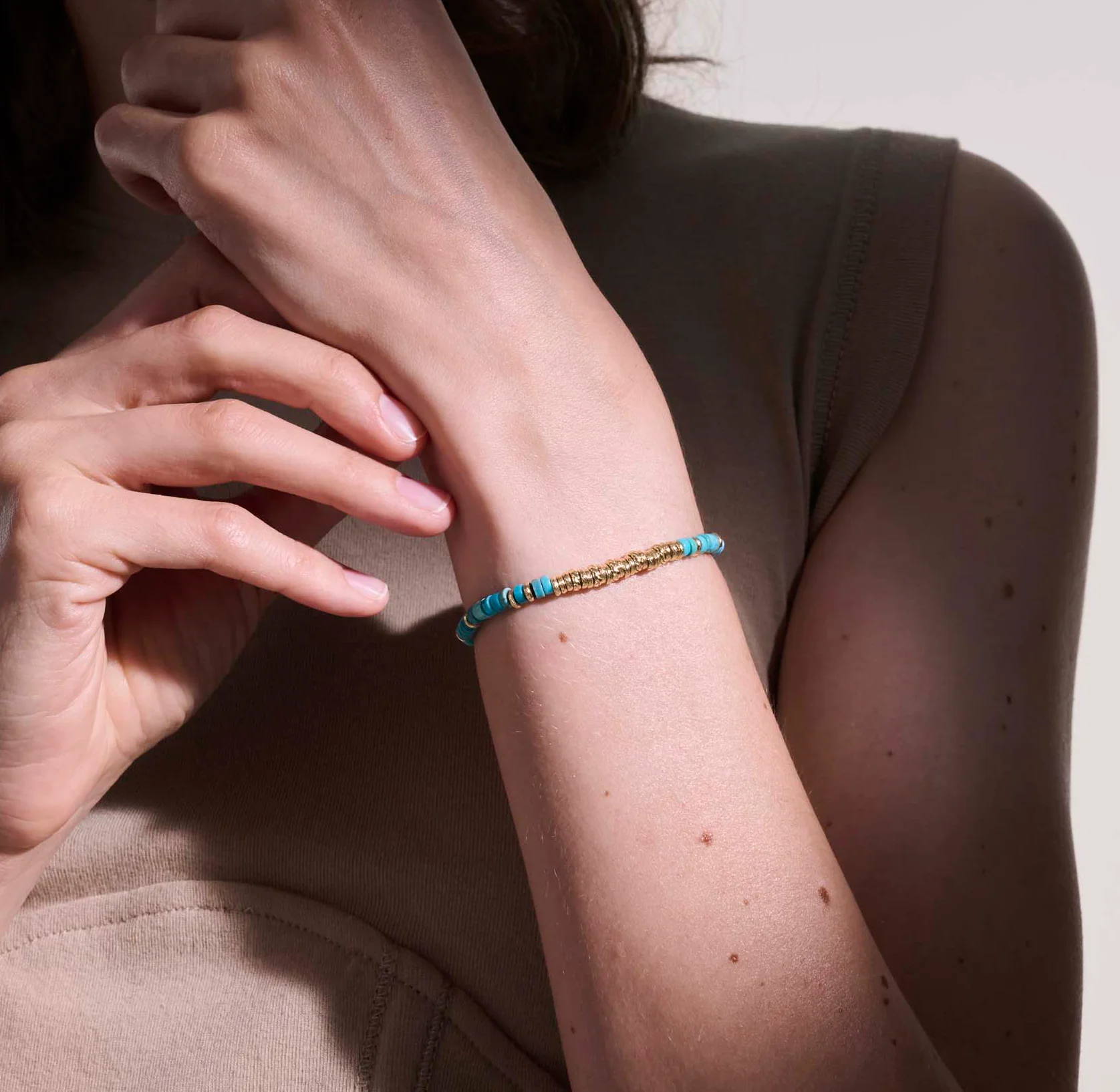 John Hardy Heishi 14K Yellow Gold Bracelet with Turquoise - Image 4