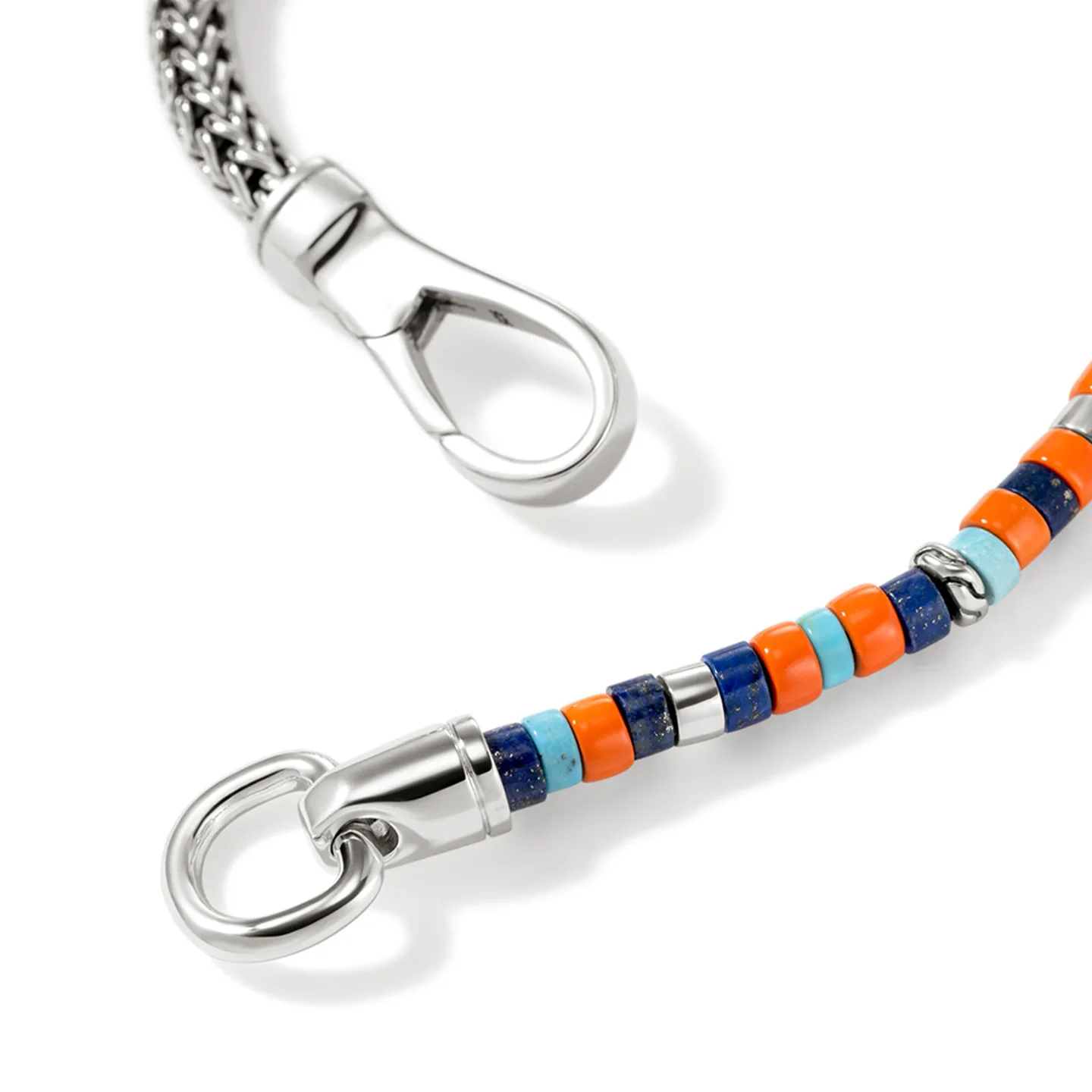 John Hardy Heishi Silver Lapis Lazuli, Turquoise, and Orange Enamel Bracelet - Image 4