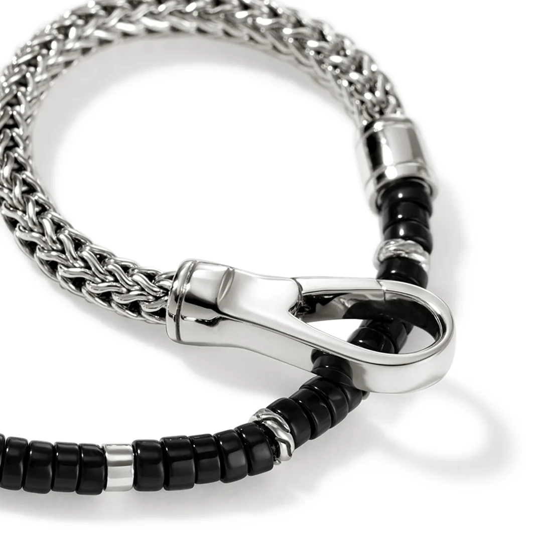 John Hardy Heishi Sterling Silver Black Onyx Bead Bracelet - Image 4