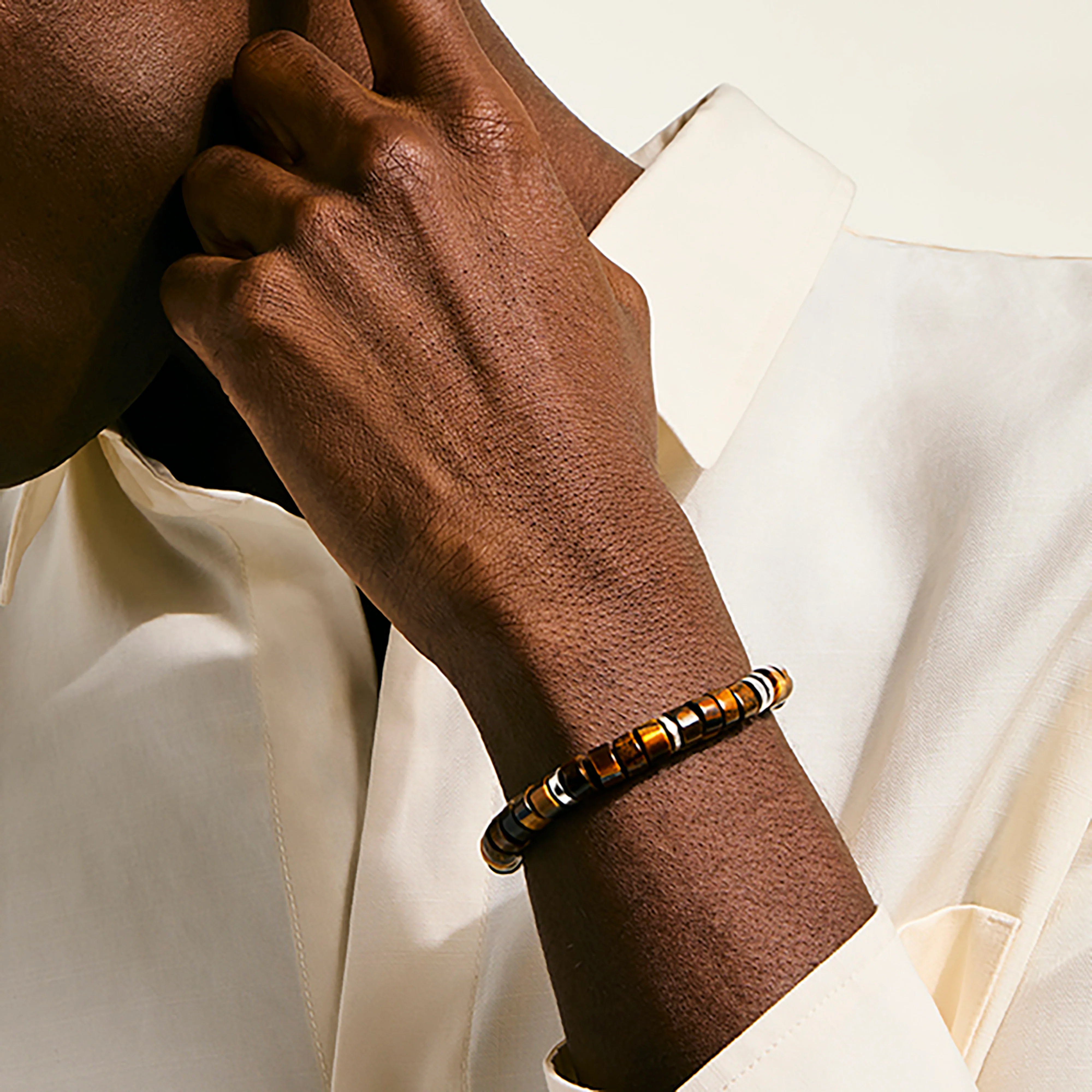 John Hardy Heishi Sterling Silver Tiger Eye Bracelet, 8mm - Image 4
