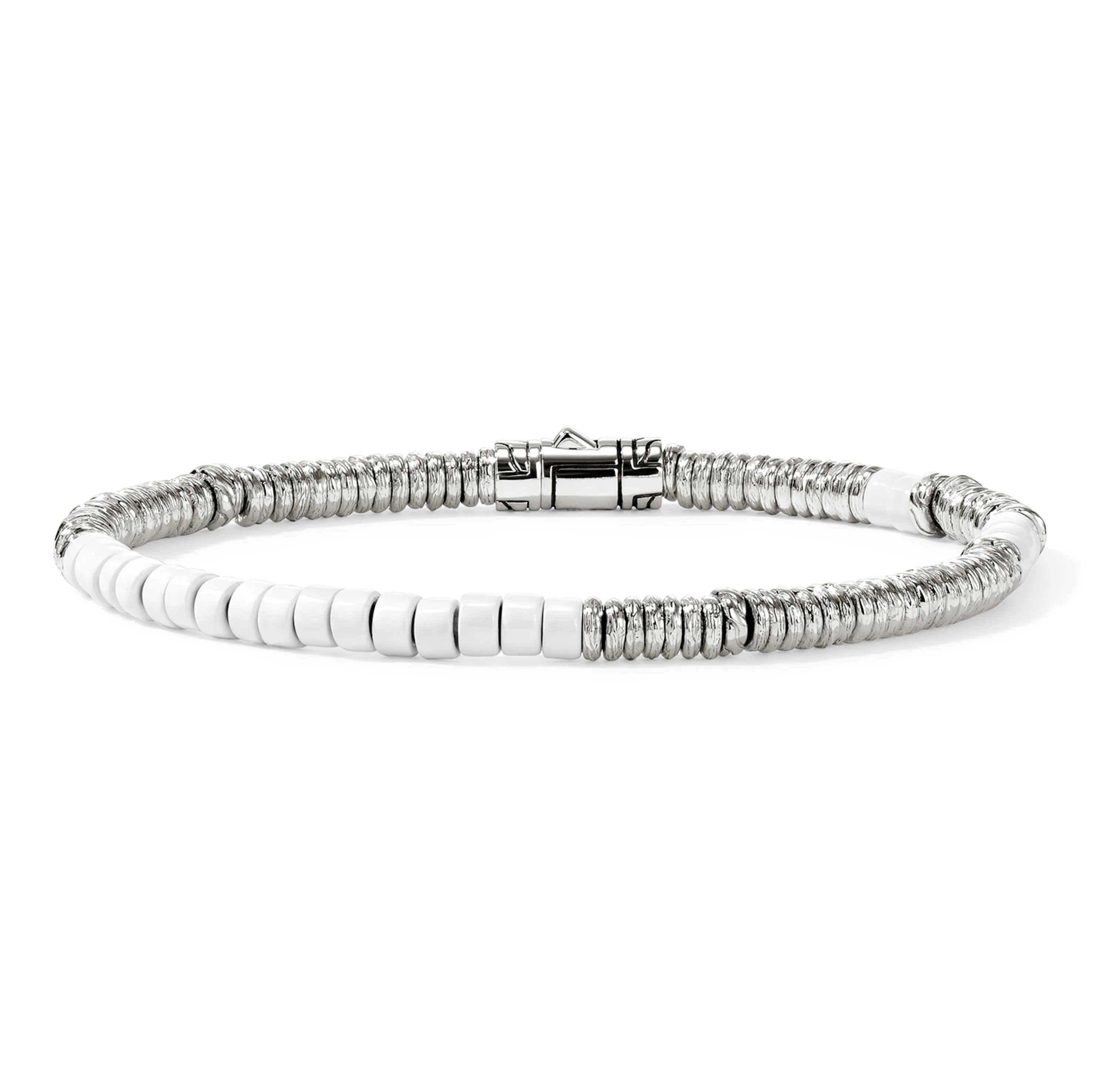 John Hardy Heishi Sterling Silver White Enamel Bracelet