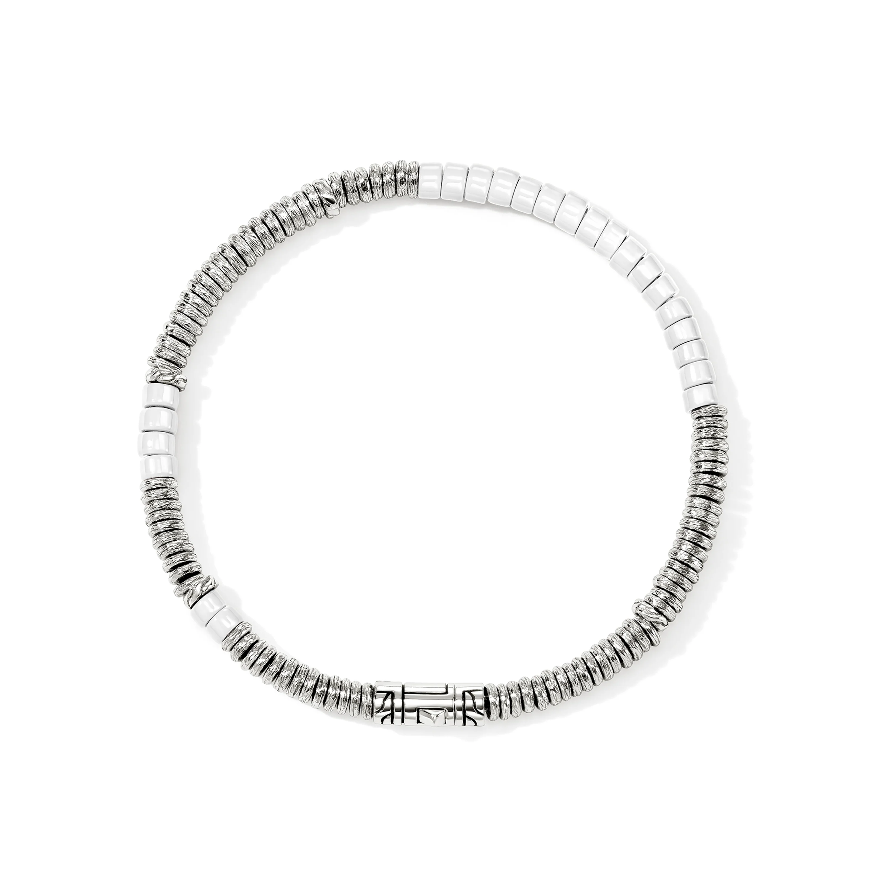 John Hardy Heishi Sterling Silver White Enamel Bracelet - Image 2