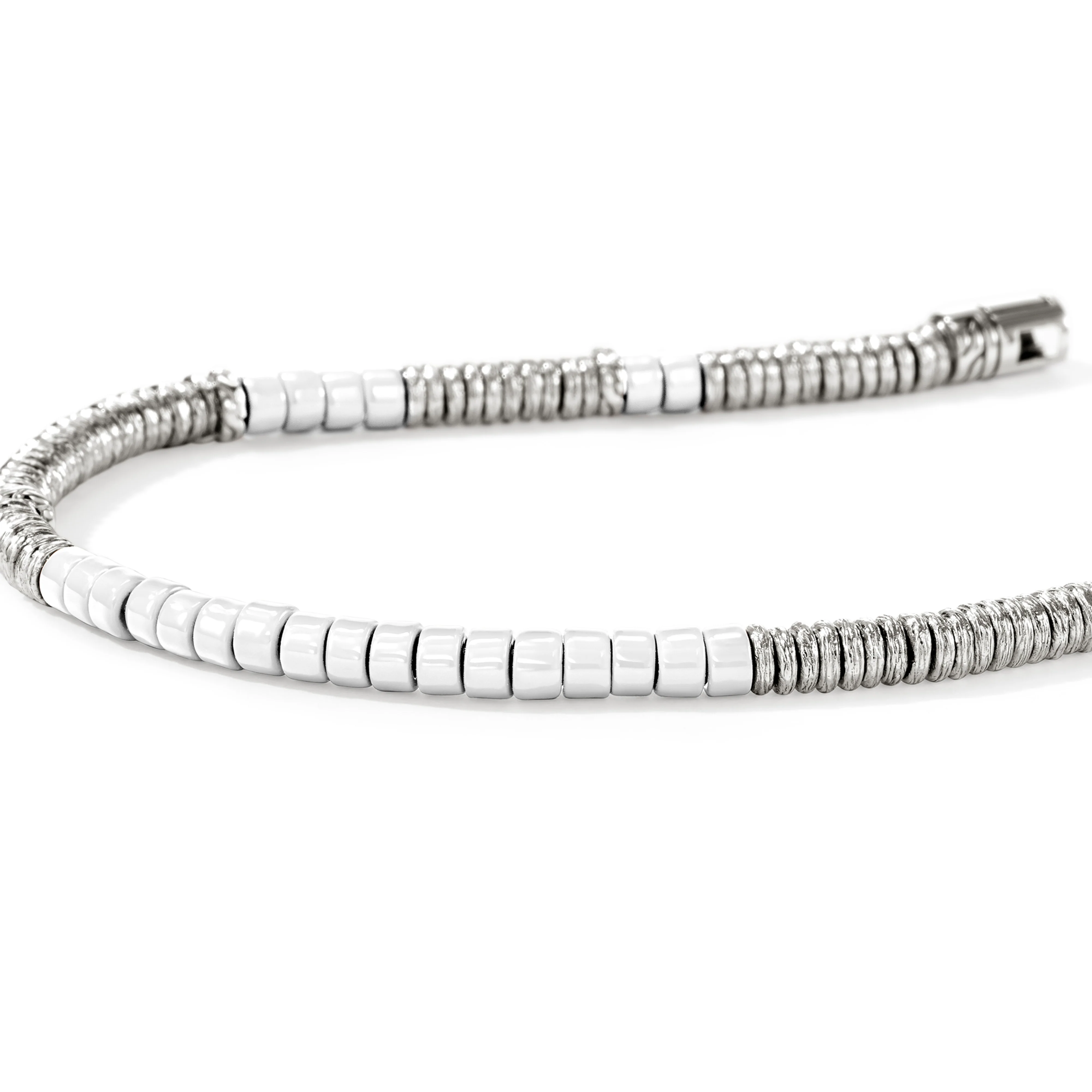 John Hardy Heishi Sterling Silver White Enamel Bracelet - Image 3