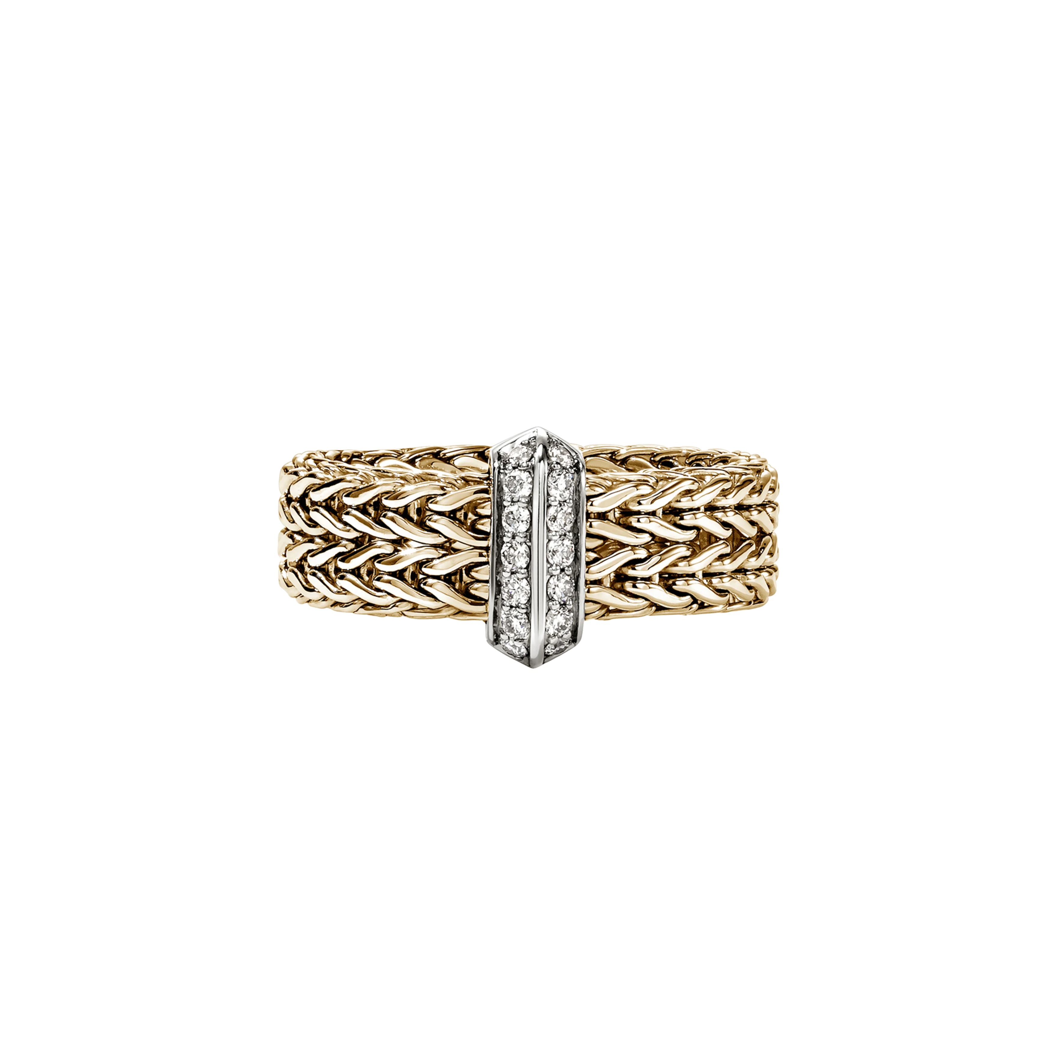 John Hardy Icon Link Mixed Metals Diamond Bar Ring, 6mm