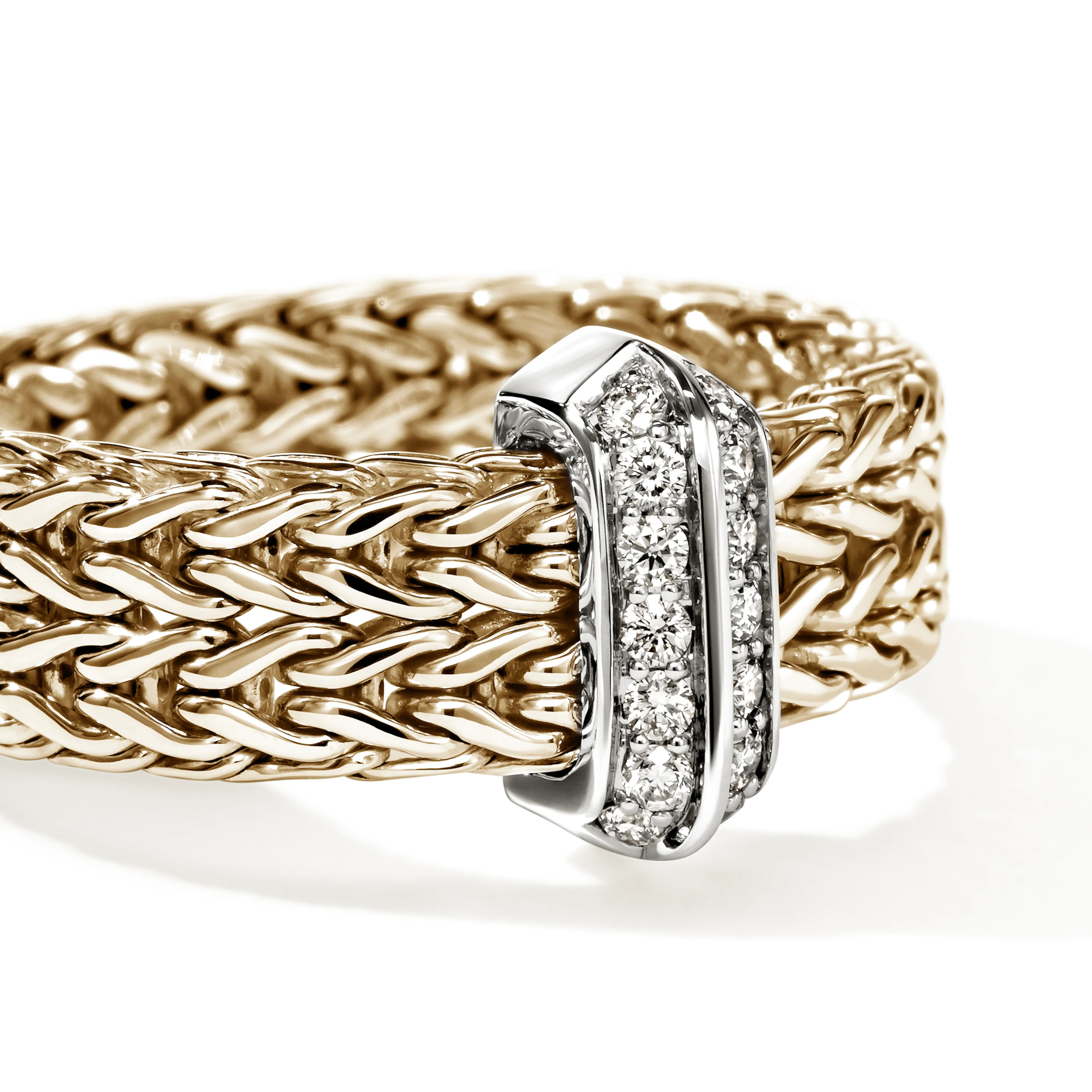 John Hardy Icon Link Mixed Metals Diamond Bar Ring, 6mm - Image 2
