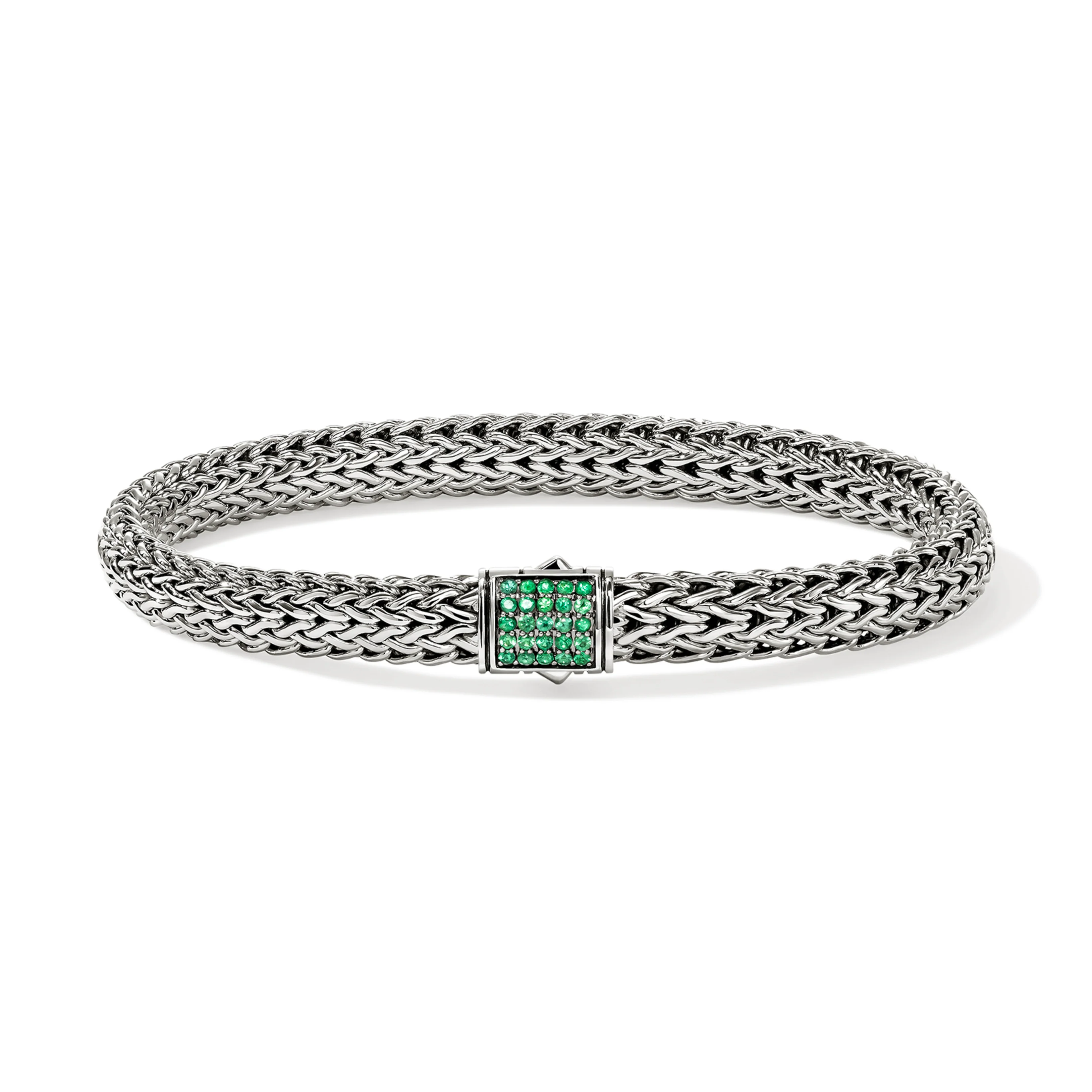 John Hardy Icon Sterling Silver Bracelet with Emerald, 6.5mm