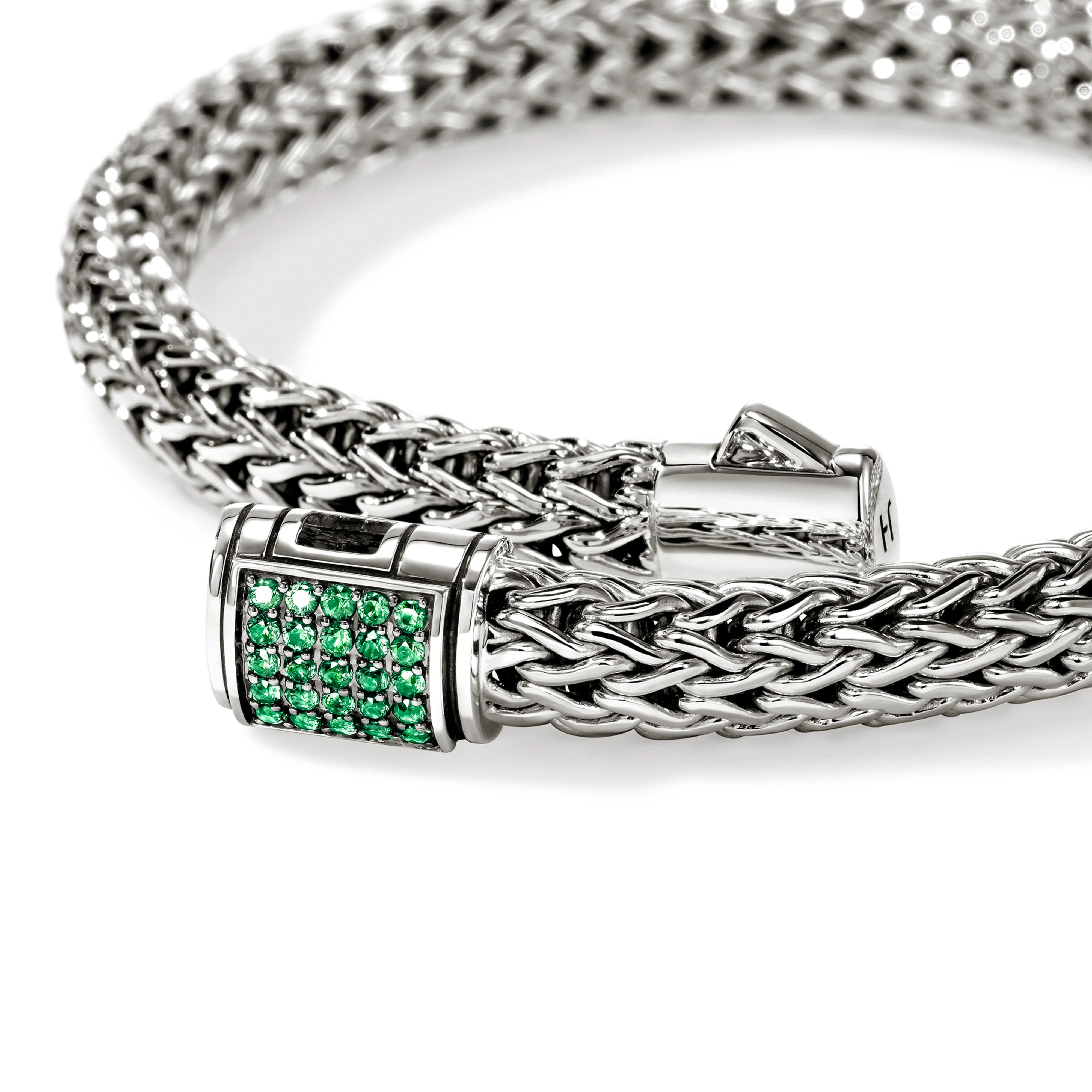 John Hardy Icon Sterling Silver Bracelet with Emerald, 6.5mm - Image 3