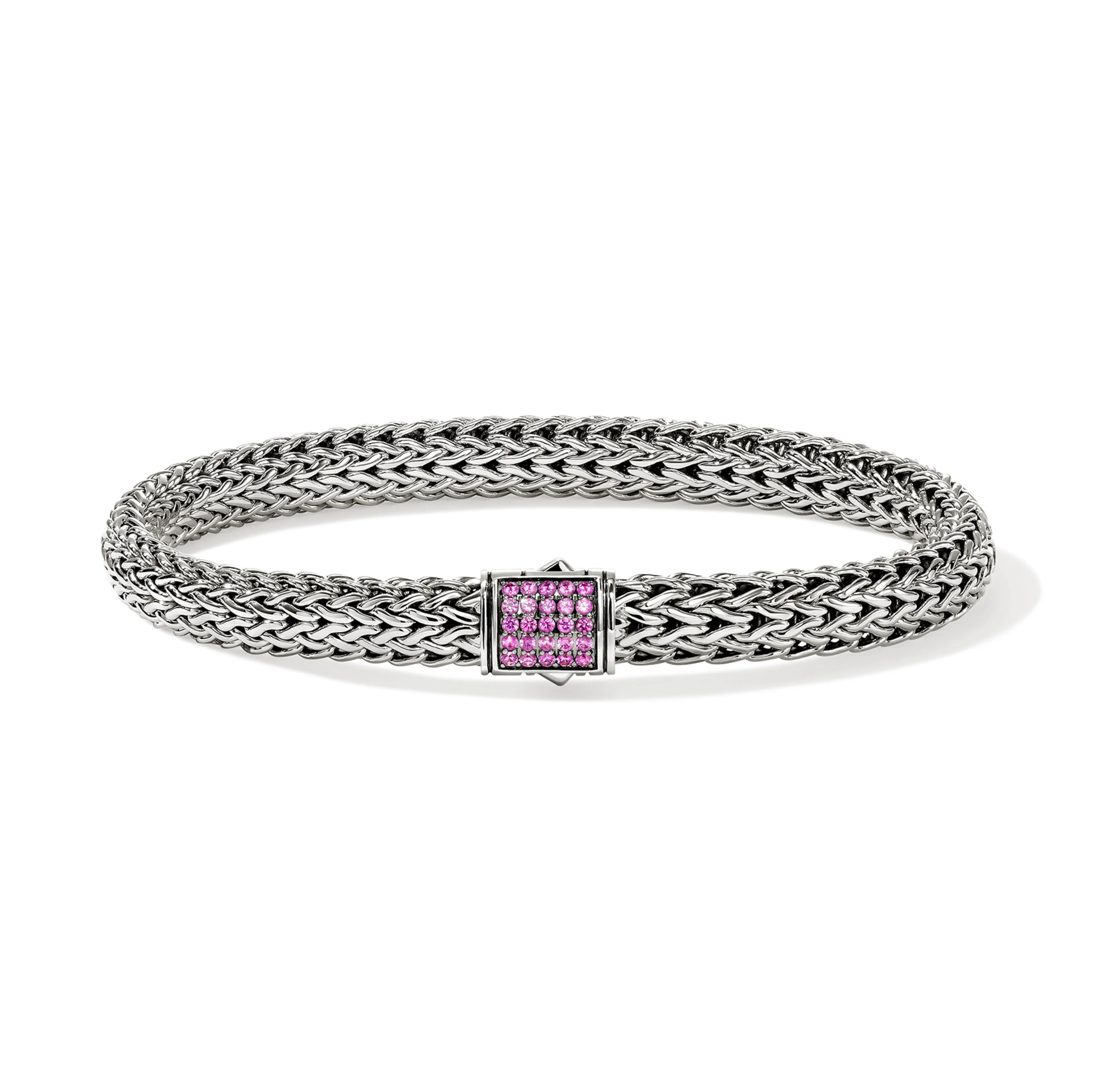 John Hardy Icon Sterling Silver Bracelet with Pink Sapphire, 6.5mm