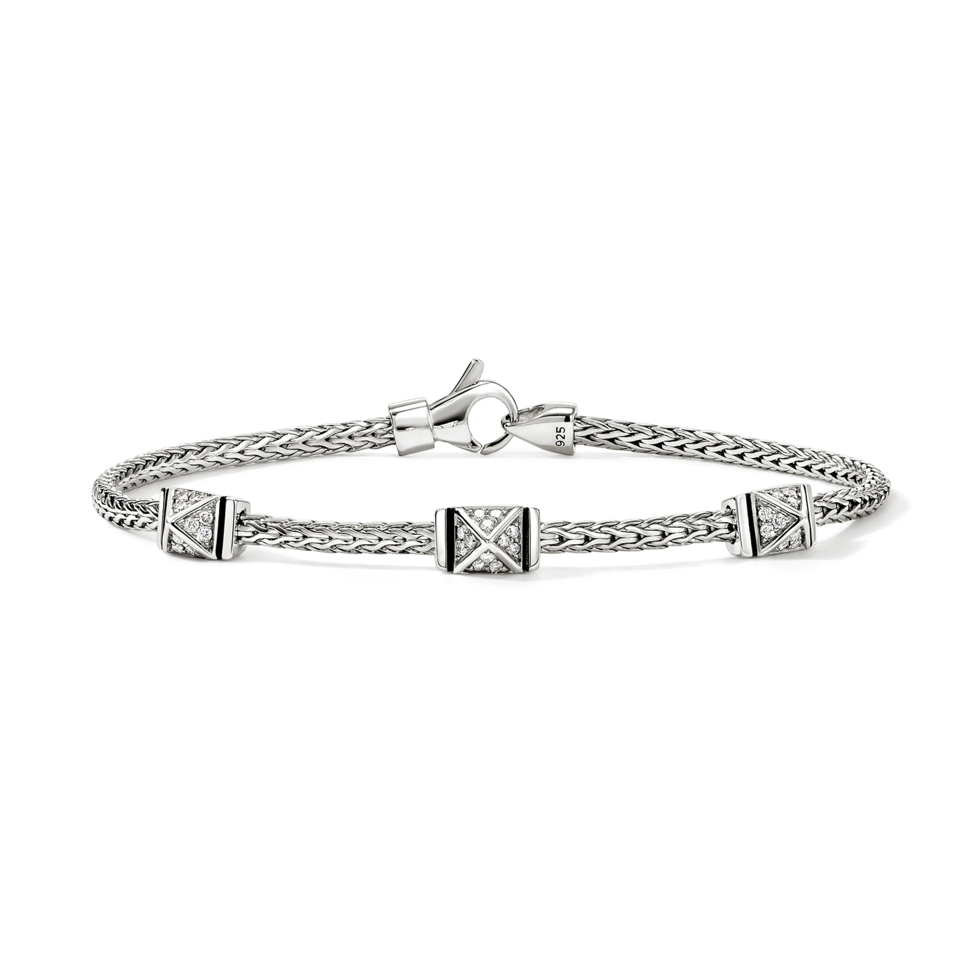 John Hardy Icon Stud Sterling Silver Diamond Chain Bracelet