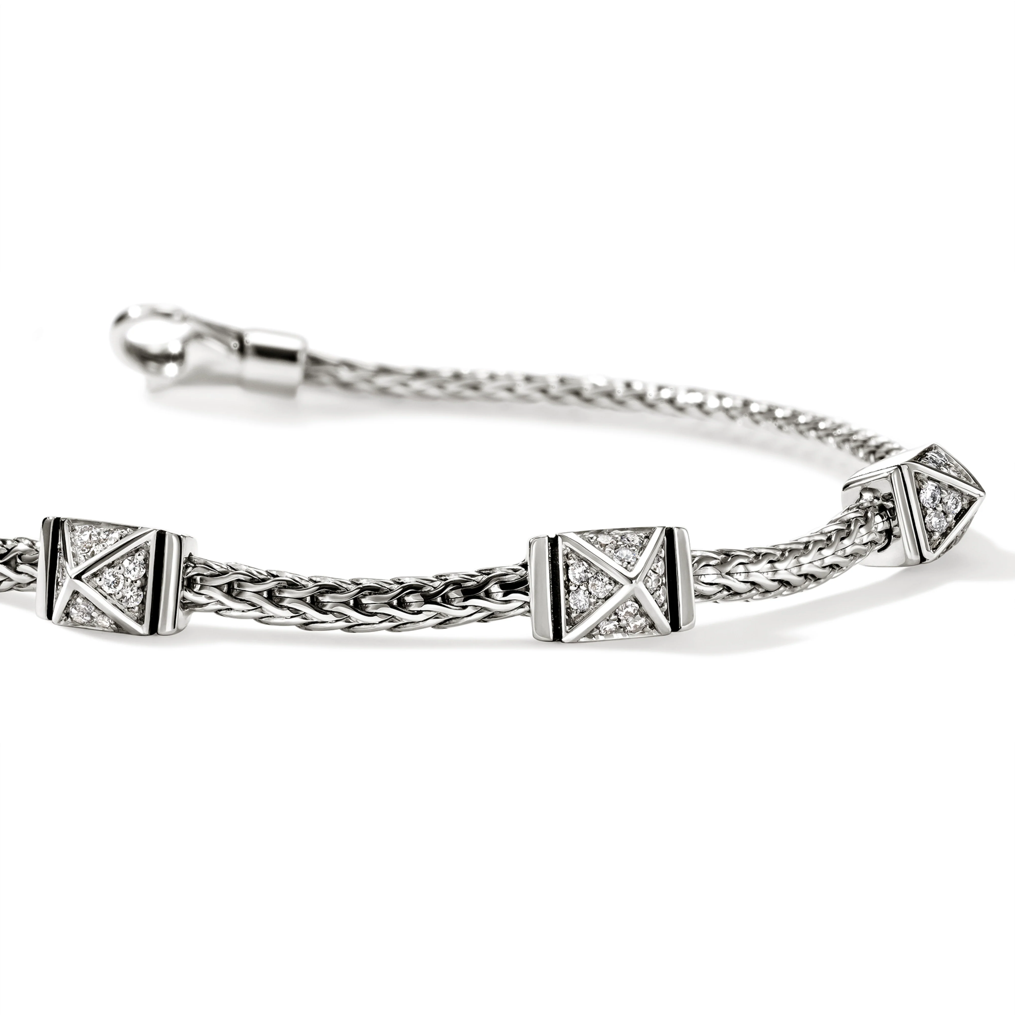 John Hardy Icon Stud Sterling Silver Diamond Chain Bracelet - Image 4