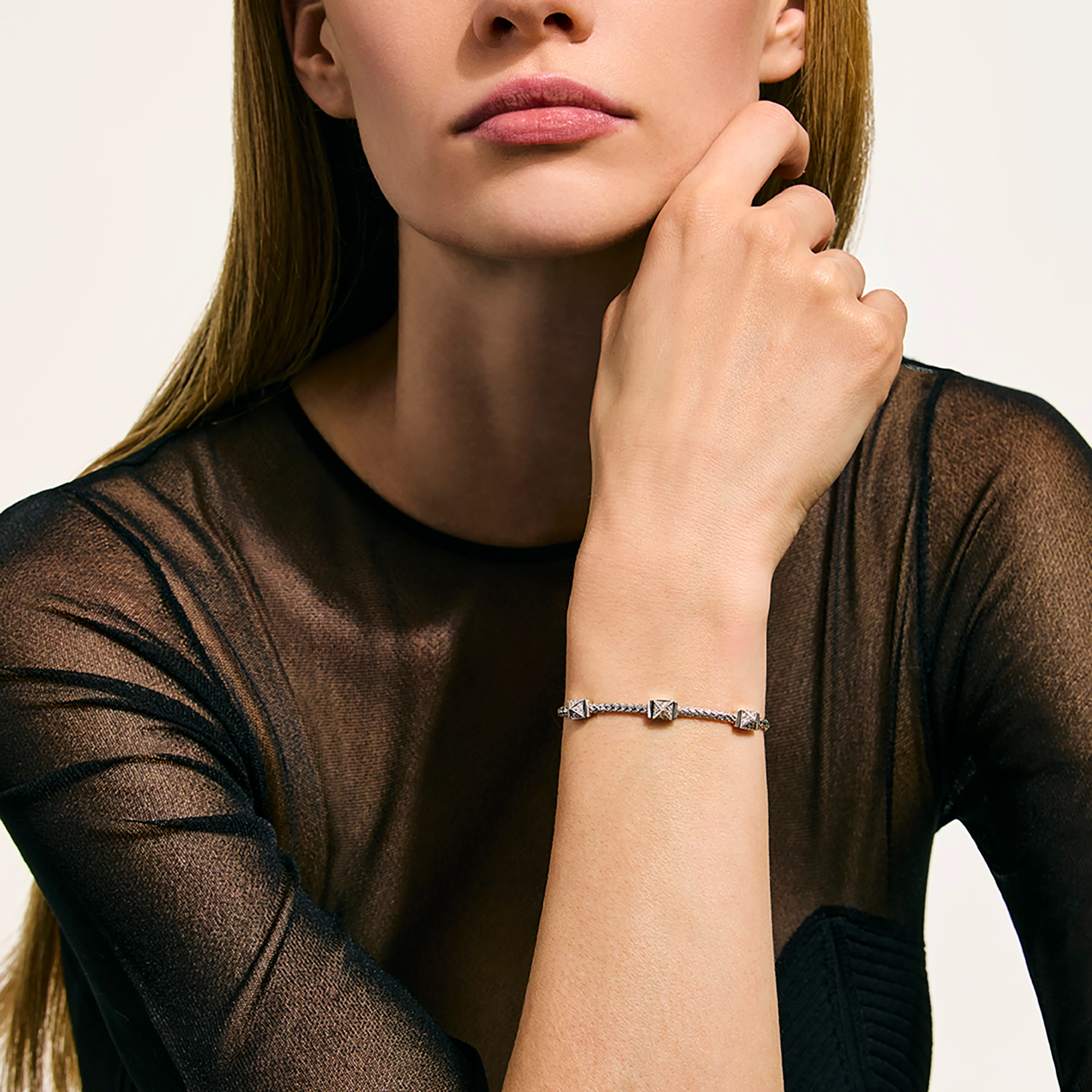 John Hardy Icon Stud Sterling Silver Diamond Chain Bracelet - Image 5