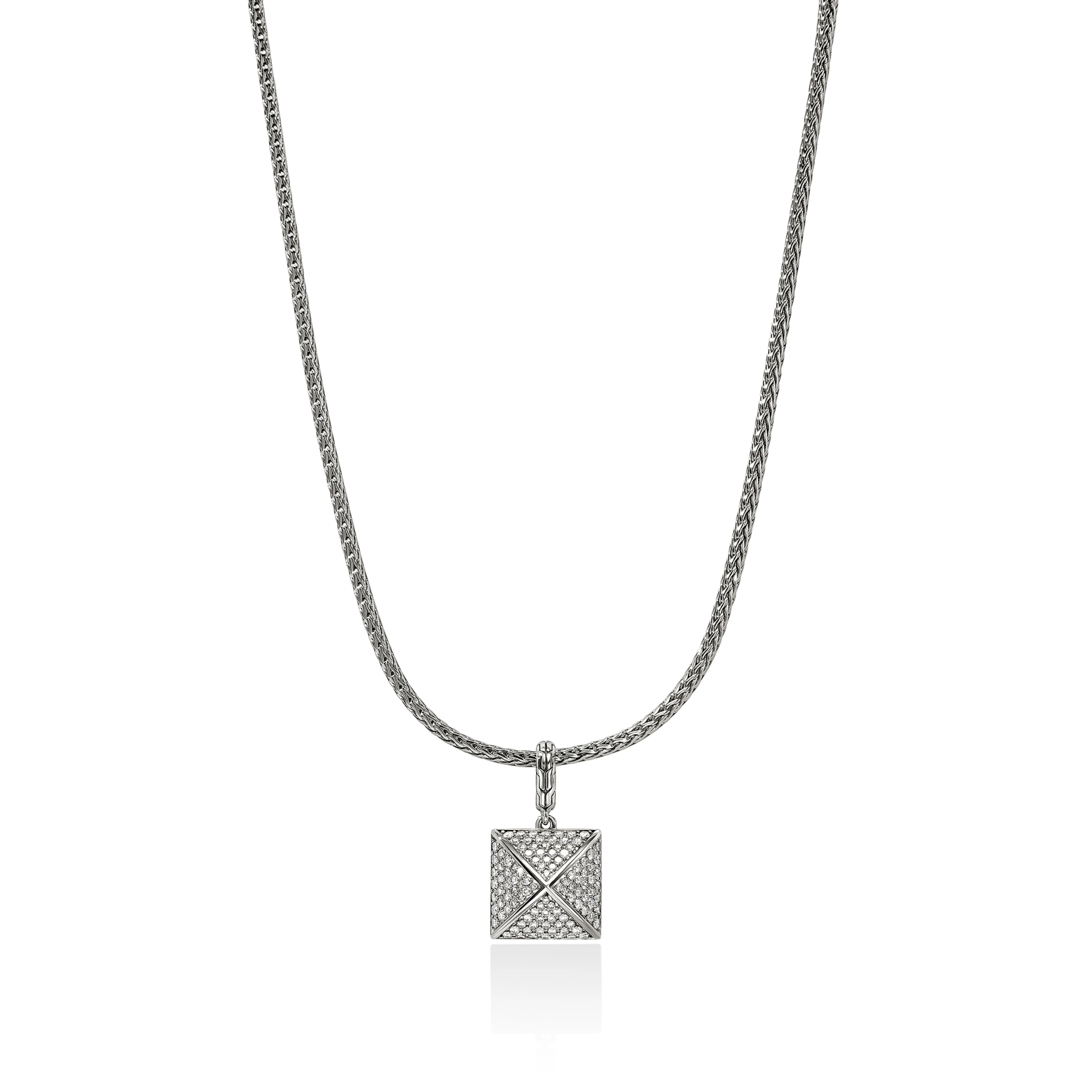 John Hardy Icon Stud Sterling Silver Diamond Pendant Necklace