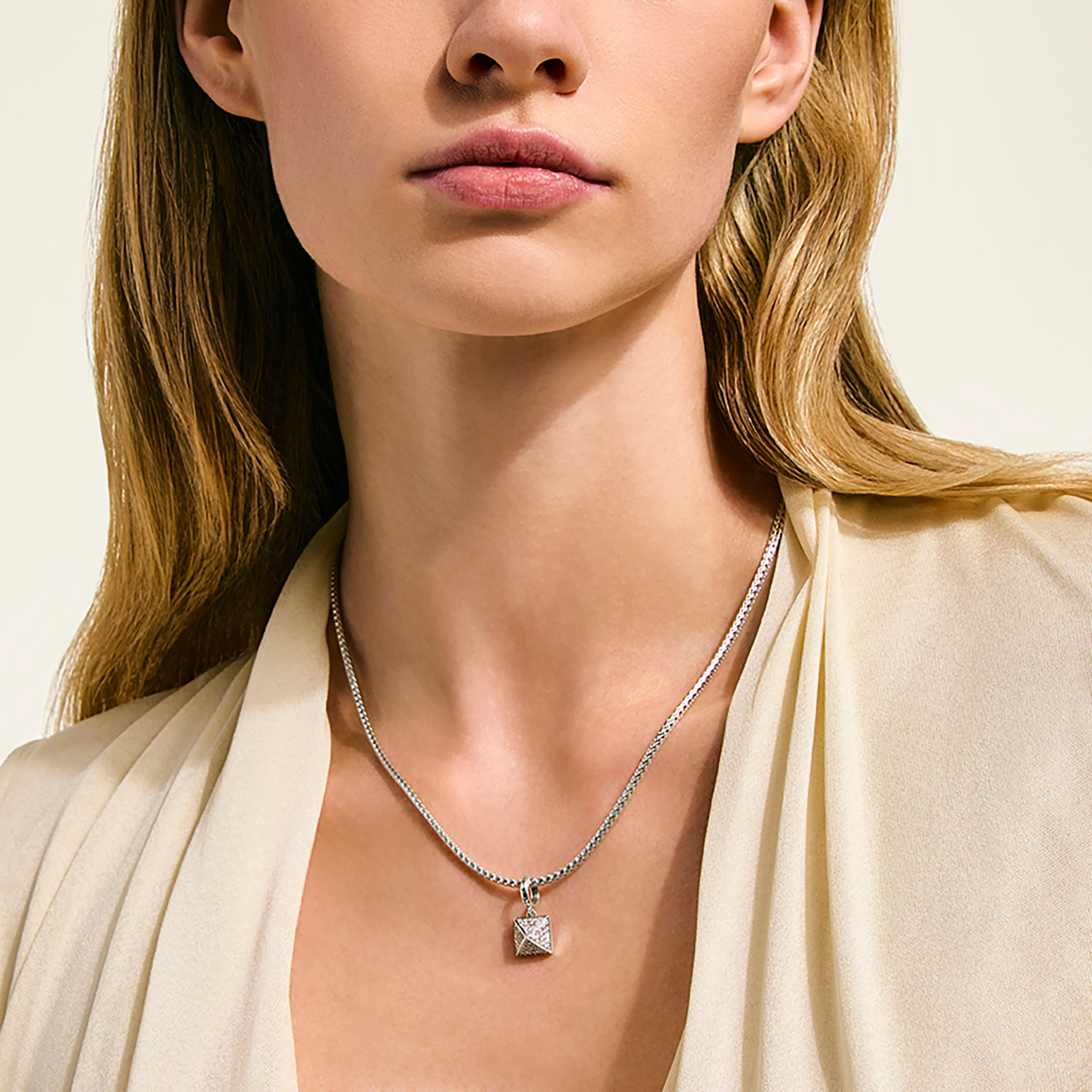 John Hardy Icon Stud Sterling Silver Diamond Pendant Necklace - Image 5