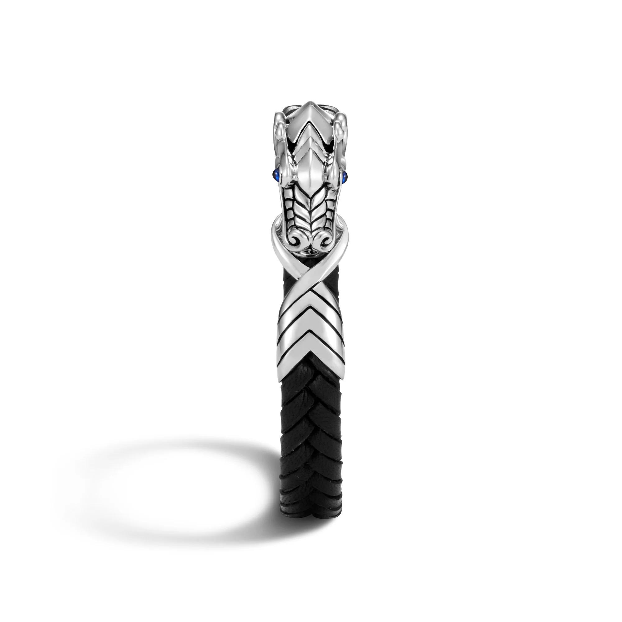 John Hardy Men's Legends Naga Black Leather and Sterling Silver Bracelet - Image 2