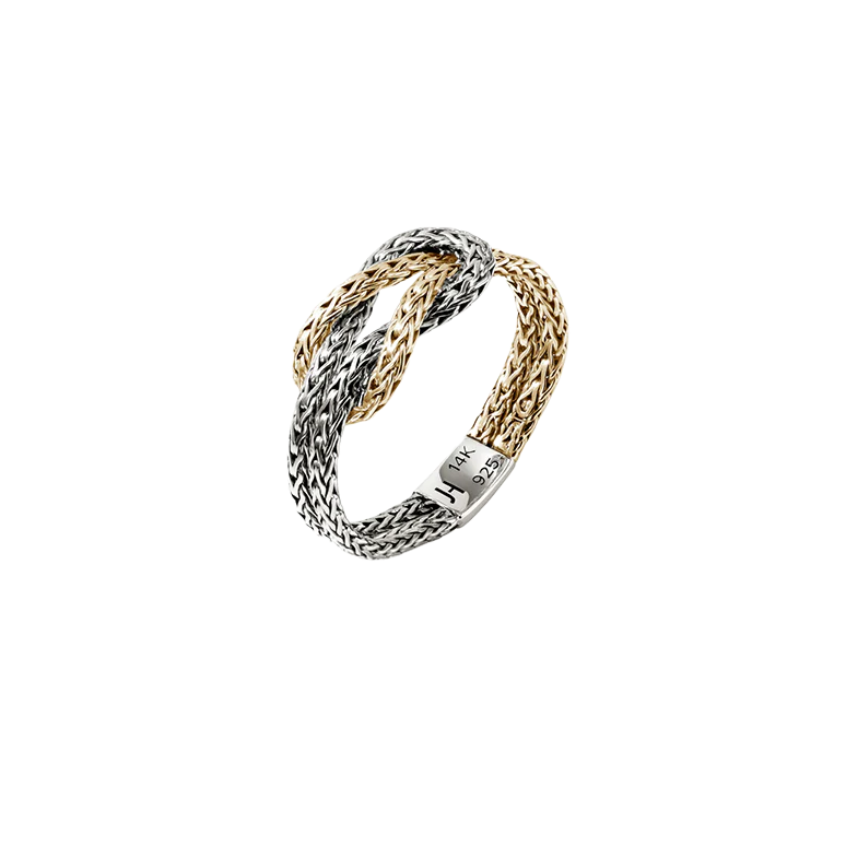 John Hardy Love Knot Mixed Metals Double Chain Ring, 1.8mm - Image 2