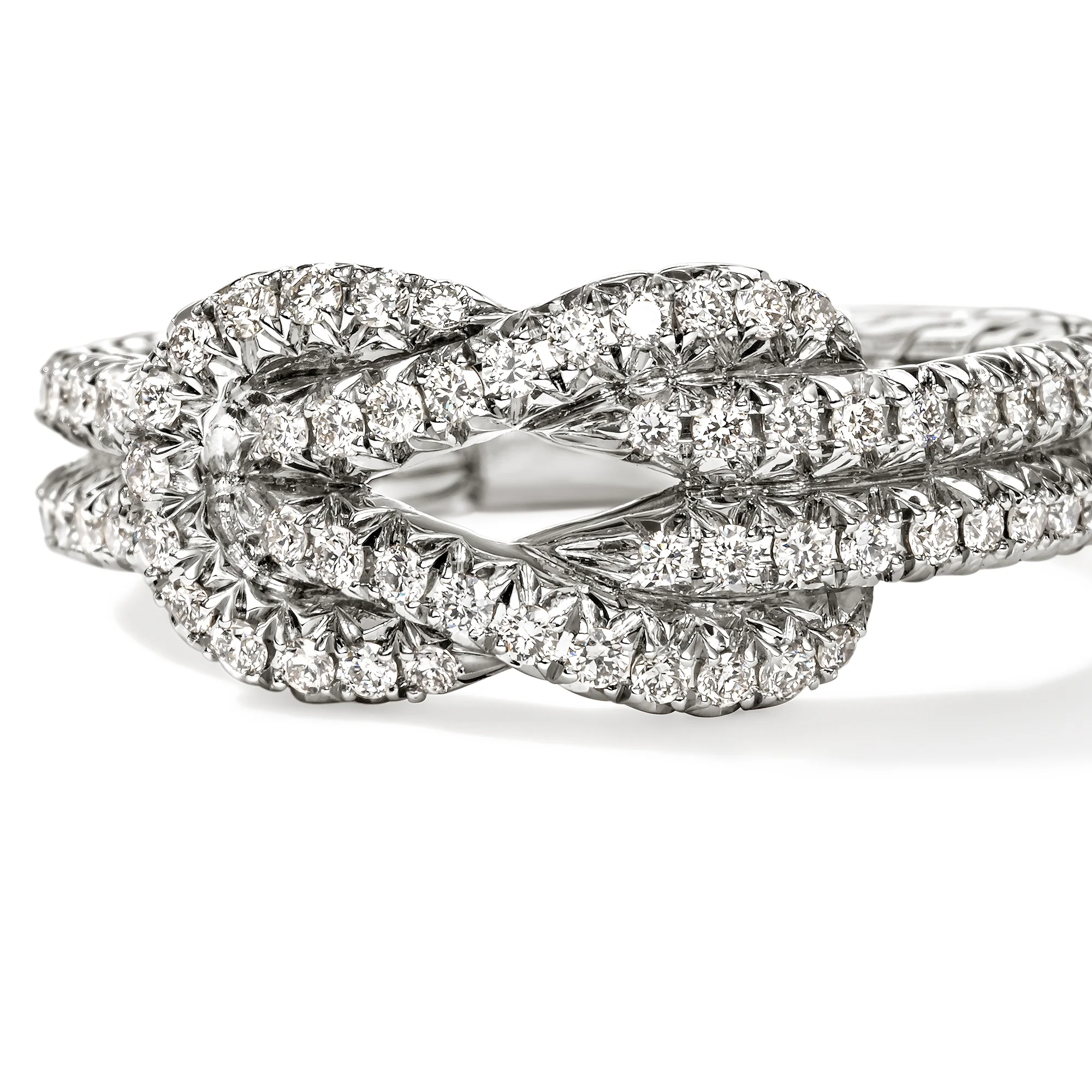 John Hardy Love Knot Sterling Silver Diamond Ring - Image 2