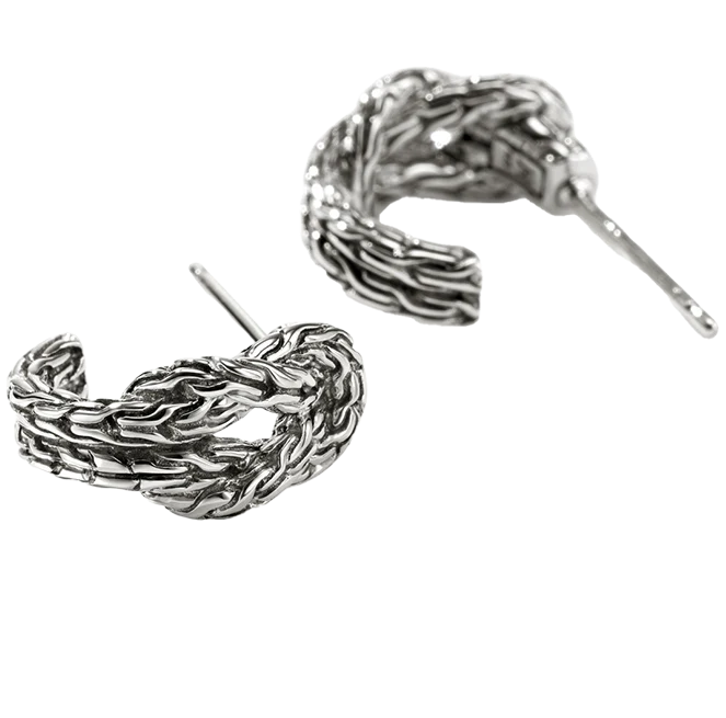 John Hardy Love Knot Sterling Silver Huggie Hoop Earrings, 13mm - Image 2