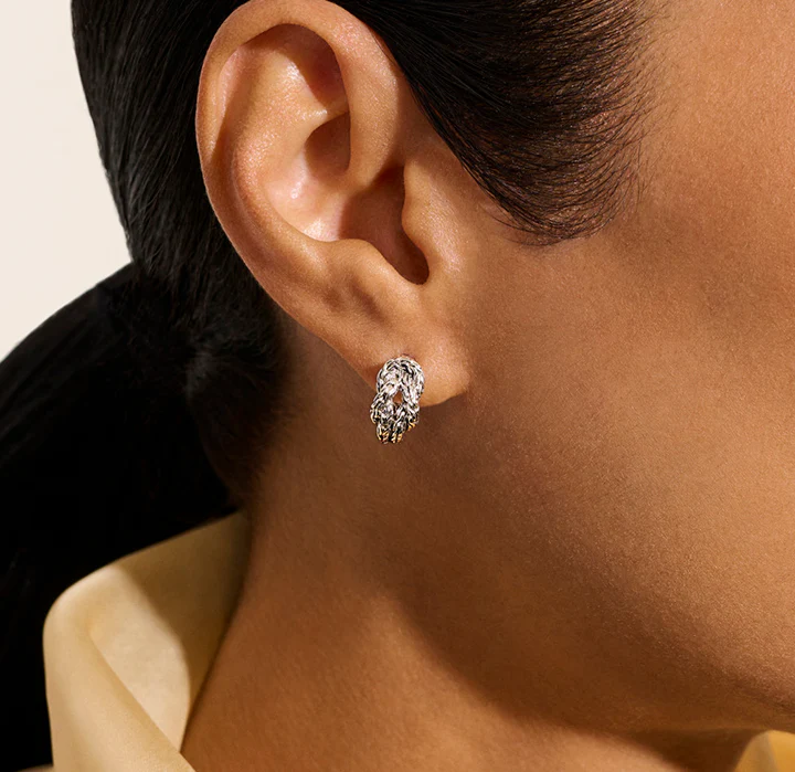 John Hardy Love Knot Sterling Silver Huggie Hoop Earrings, 13mm - Image 3