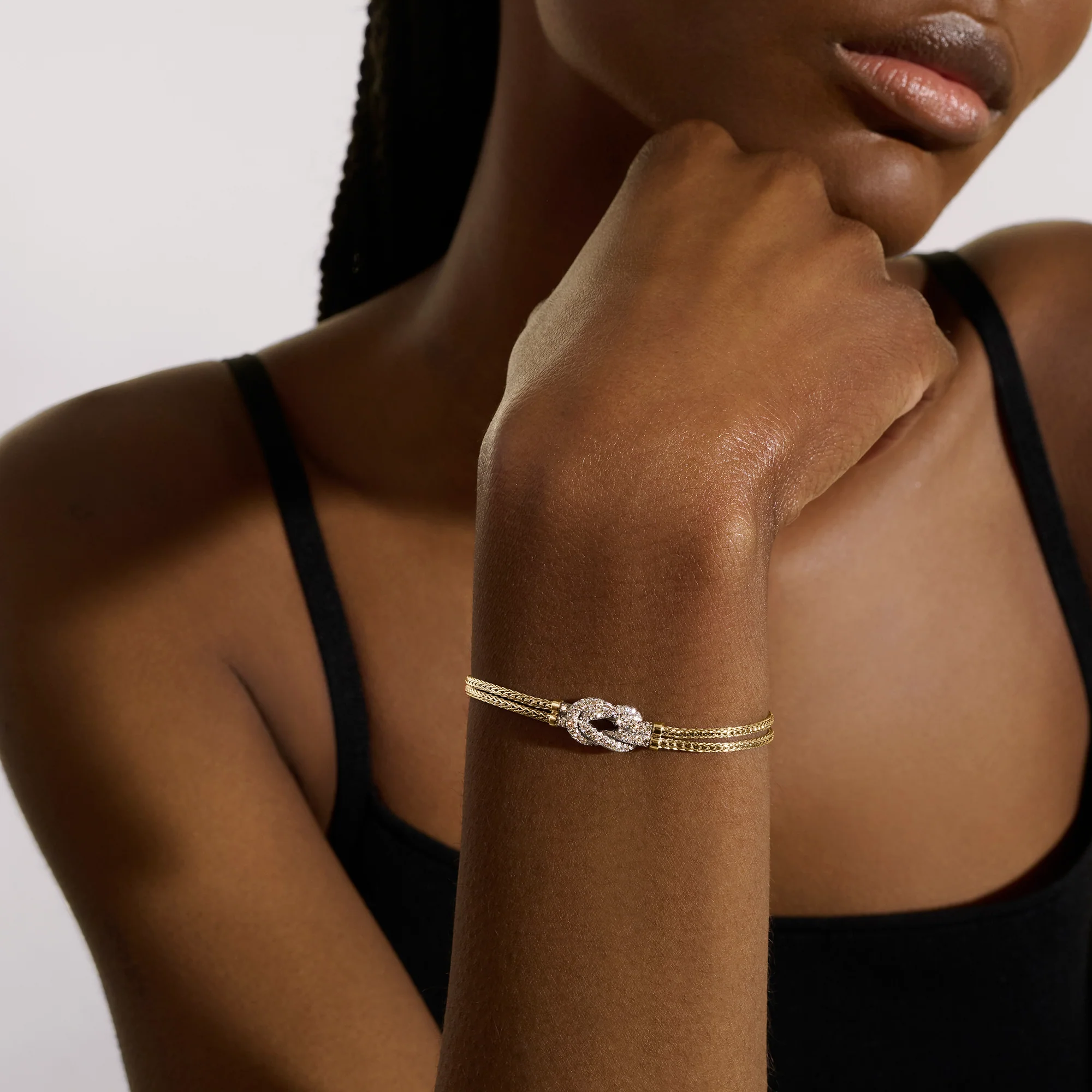 John Hardy Love Knot Yellow Gold Diamond Bracelet - Image 3