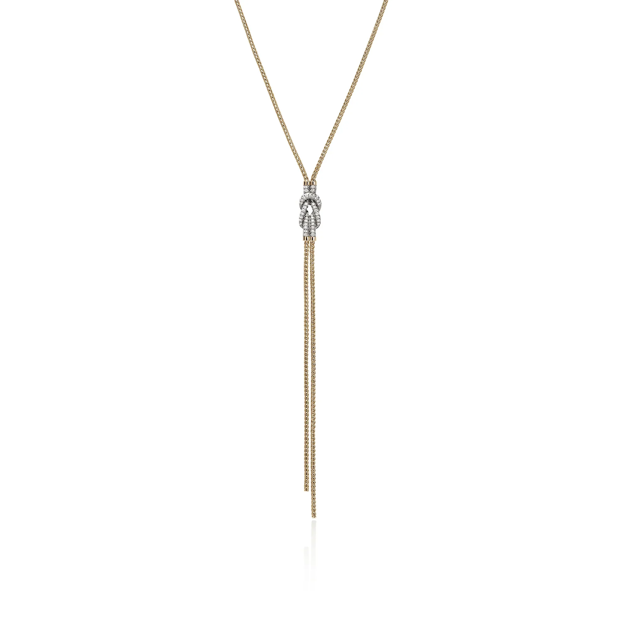 John Hardy Love Knot Yellow Gold Diamond Y Necklace