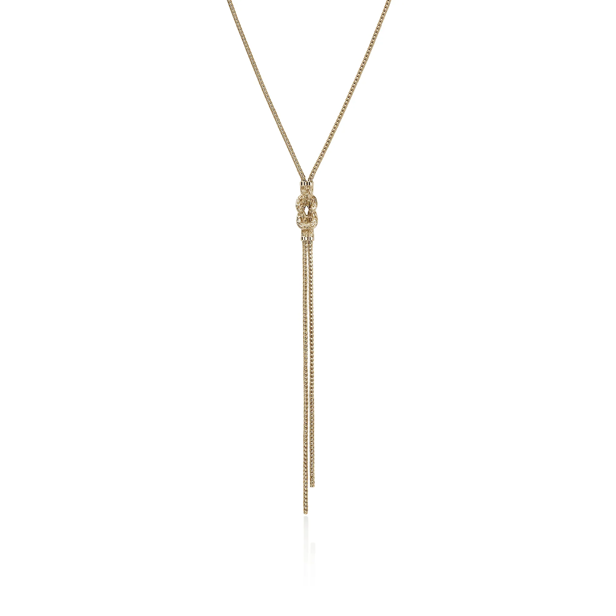John Hardy Love Knot Yellow Gold Diamond Y Necklace - Image 2