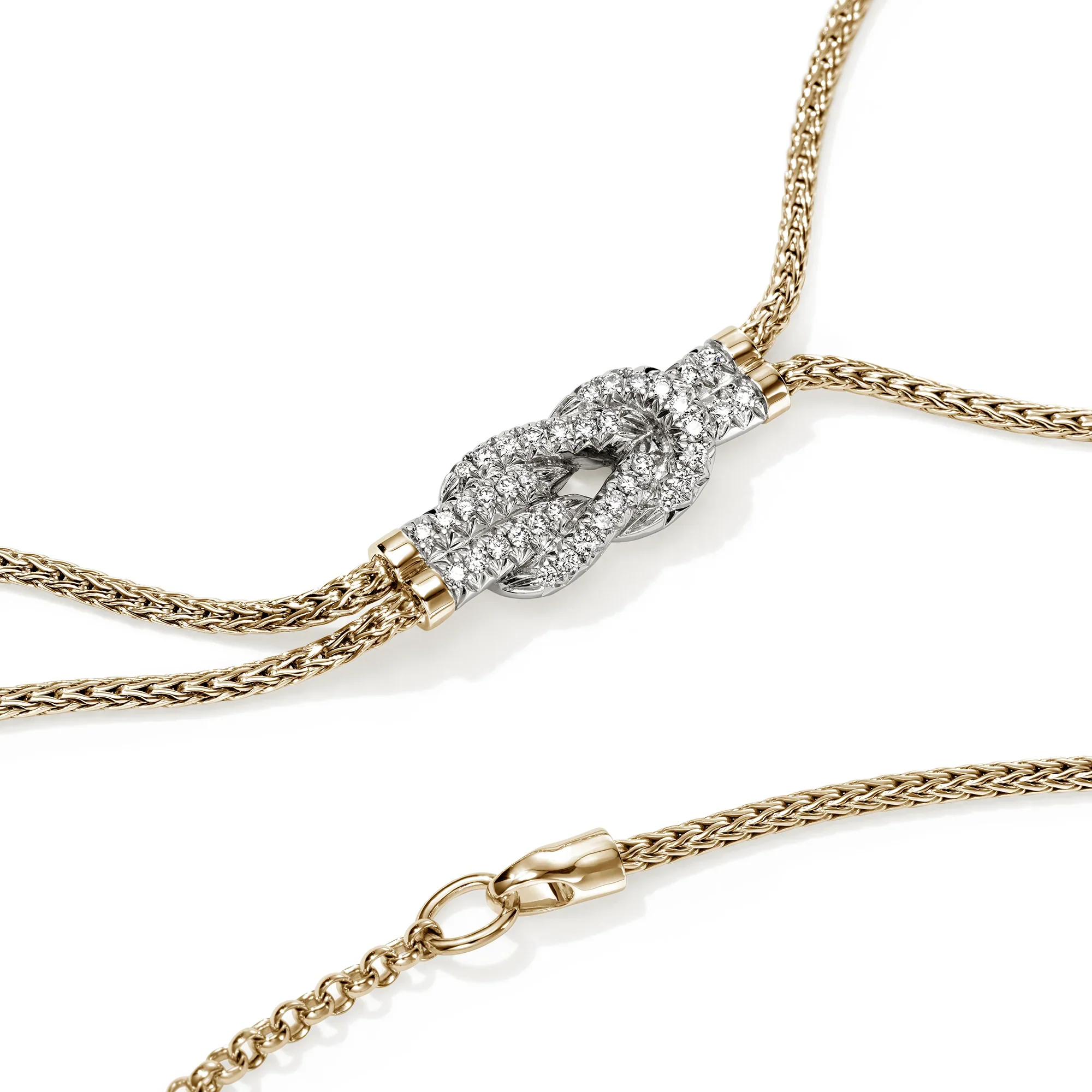 John Hardy Love Knot Yellow Gold Diamond Y Necklace - Image 3