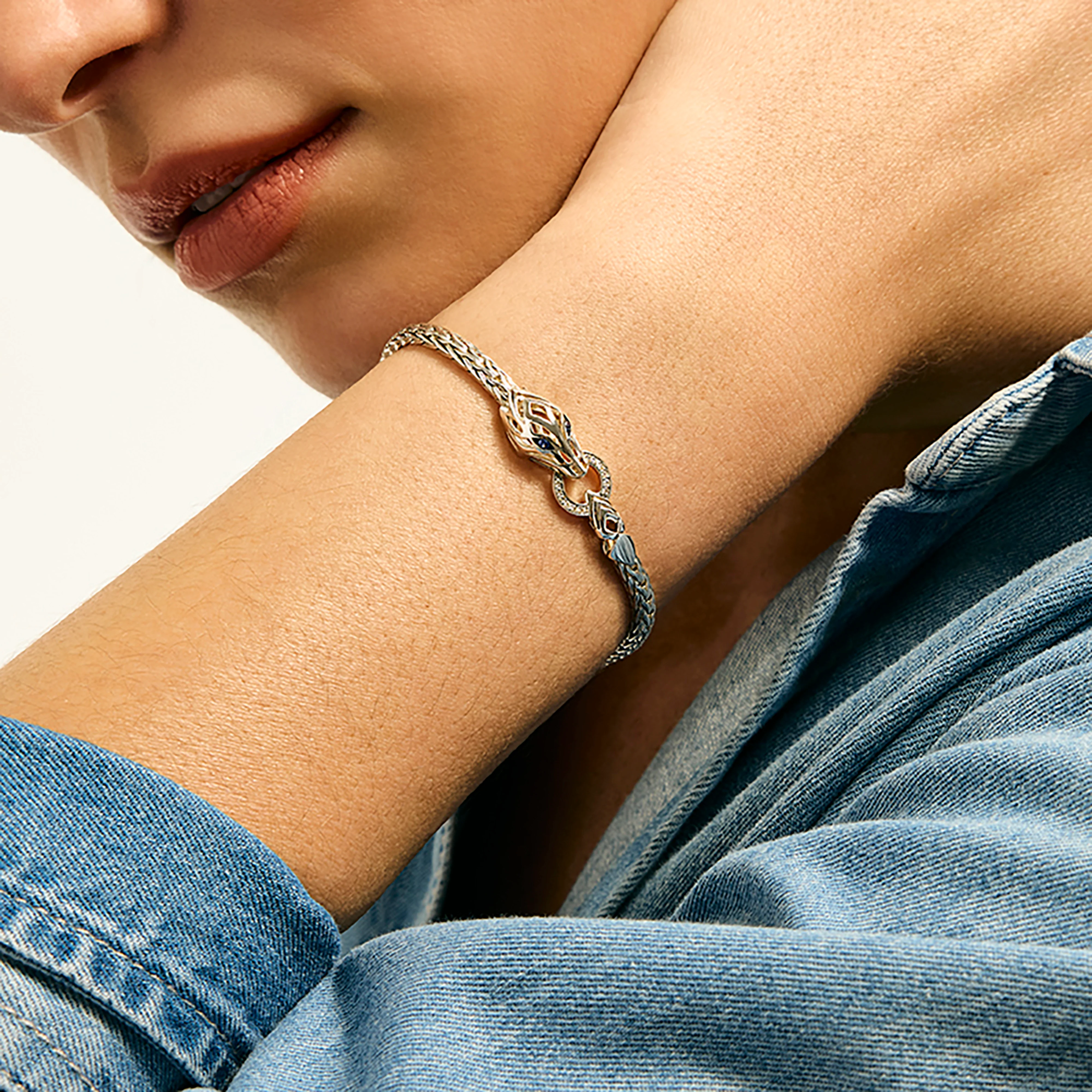 John Hardy Naga Dragon Bracelet with Blue Sapphires and Diamonds, 3.5mm - Image 4