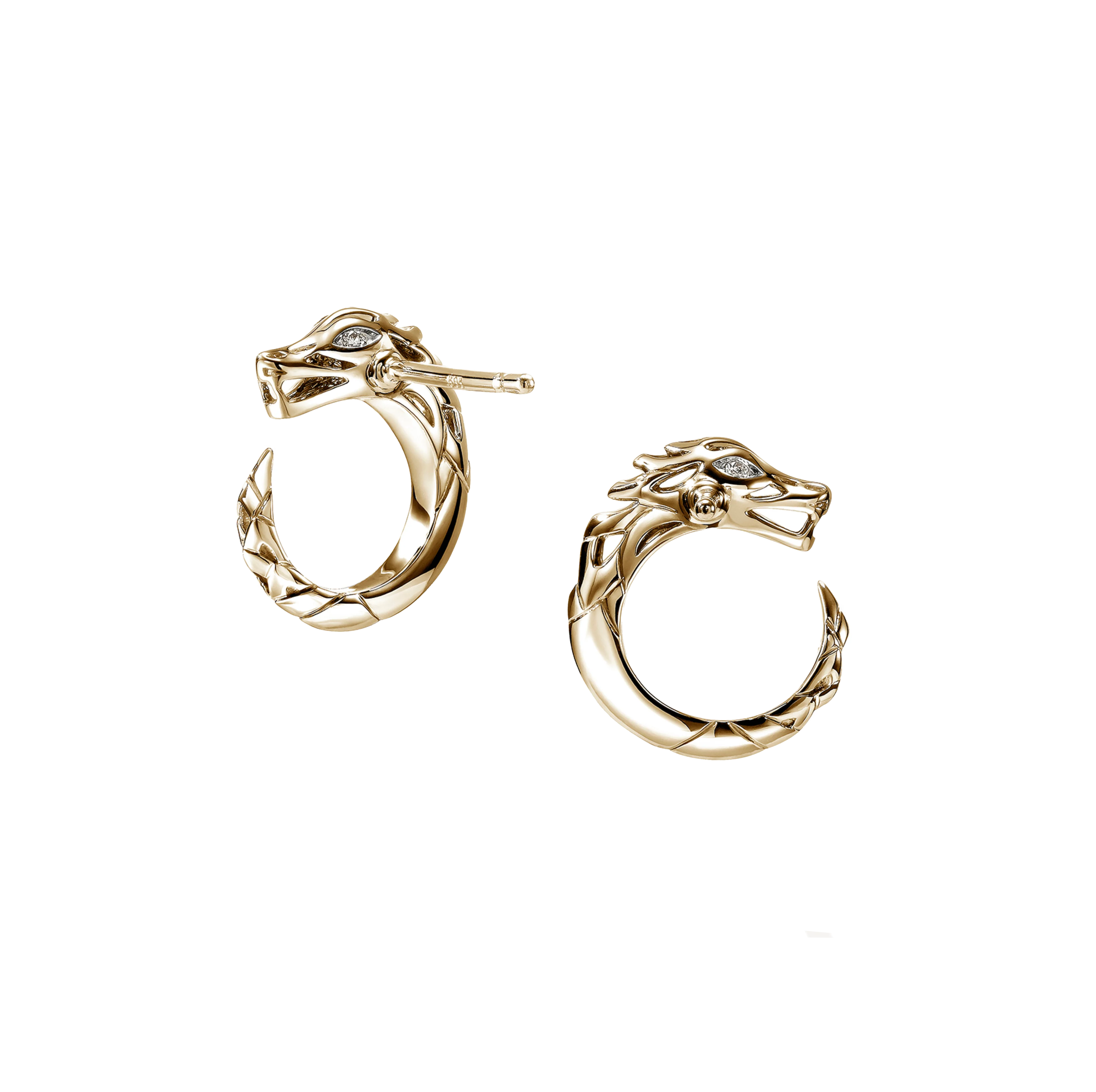 John Hardy Naga Dragon Stud Earrings with Diamond Eyes - Image 2