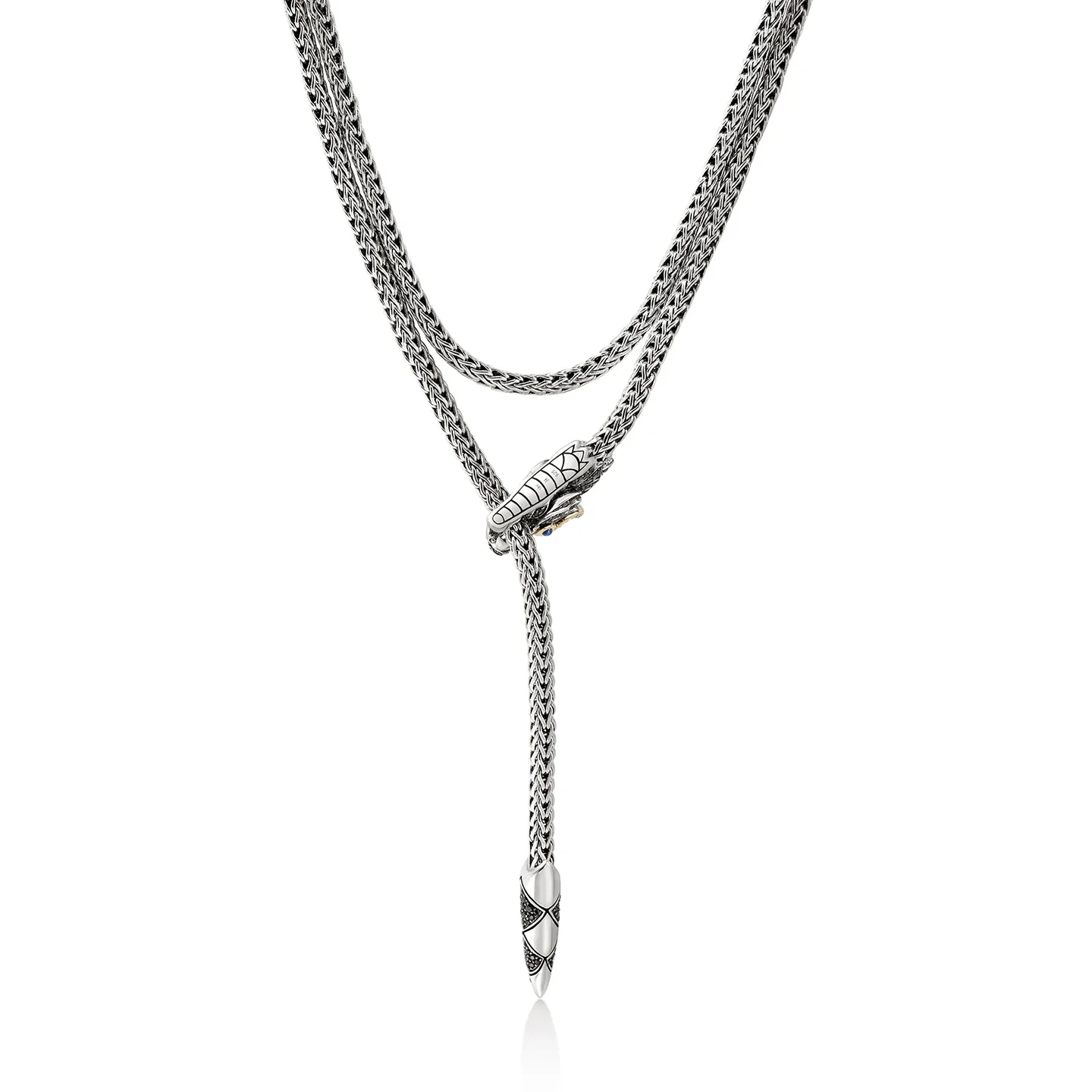 John Hardy Naga Mixed Metals Diamond and Sapphire Lariat - Image 2
