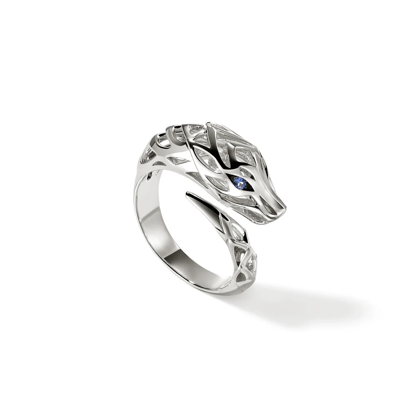John Hardy Naga Sterling Silver Blue Sapphire Bypass Ring