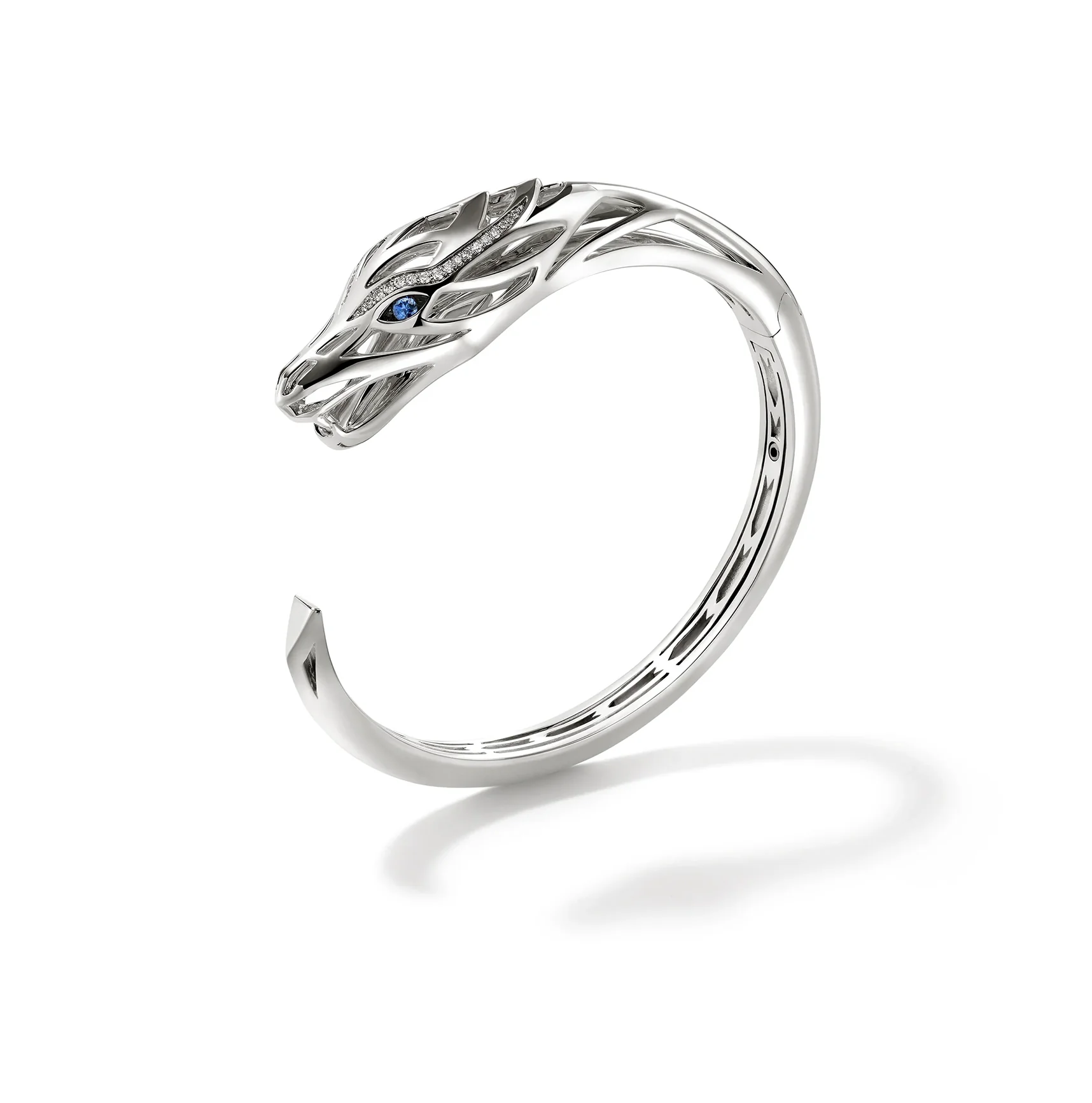 John Hardy Naga Sterling Silver Dragon Cuff with Blue Sapphire and Diamonds - Image 3