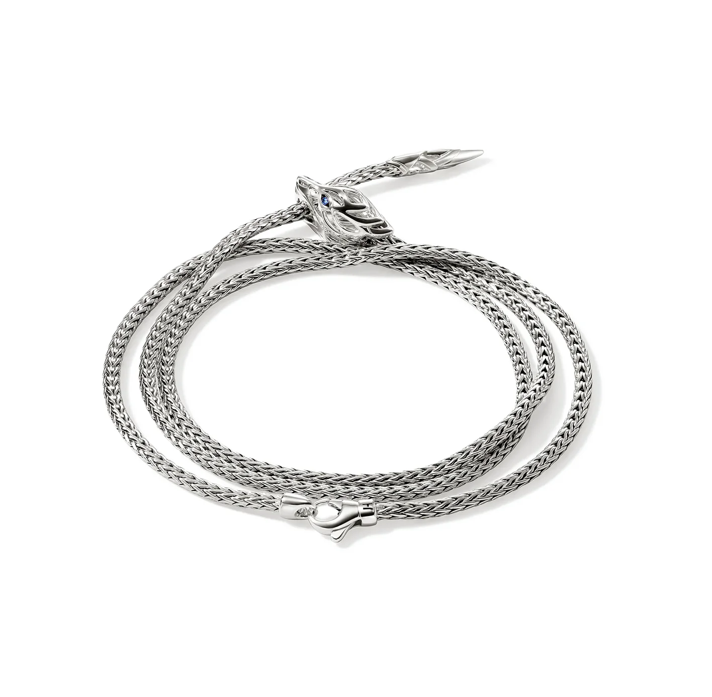 John Hardy Naga Sterling Silver Dragon Wrap Bracelet with Blue Sapphire Eyes - Image 2