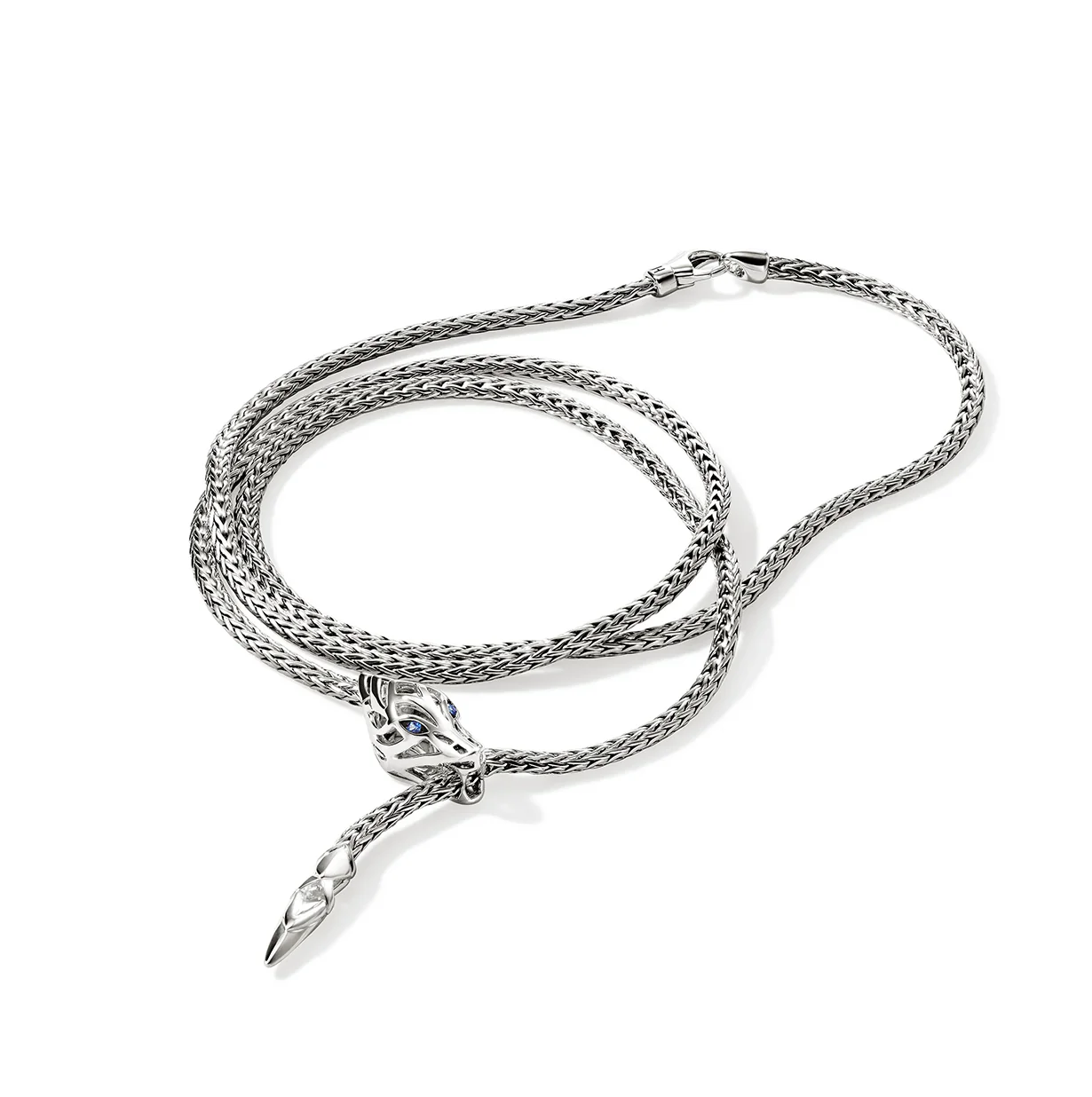 John Hardy Naga Sterling Silver Dragon Wrap Bracelet with Blue Sapphire Eyes - Image 3