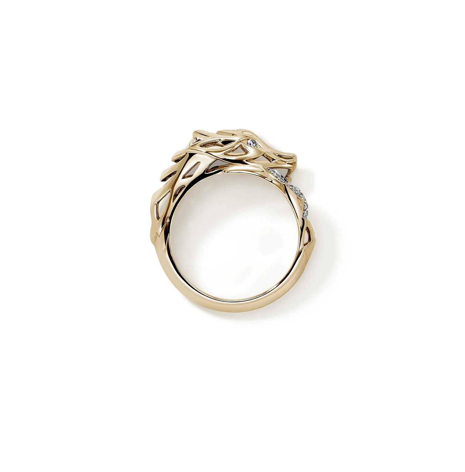 John Hardy Naga Yellow Gold Diamond Bypass Ring - Image 3