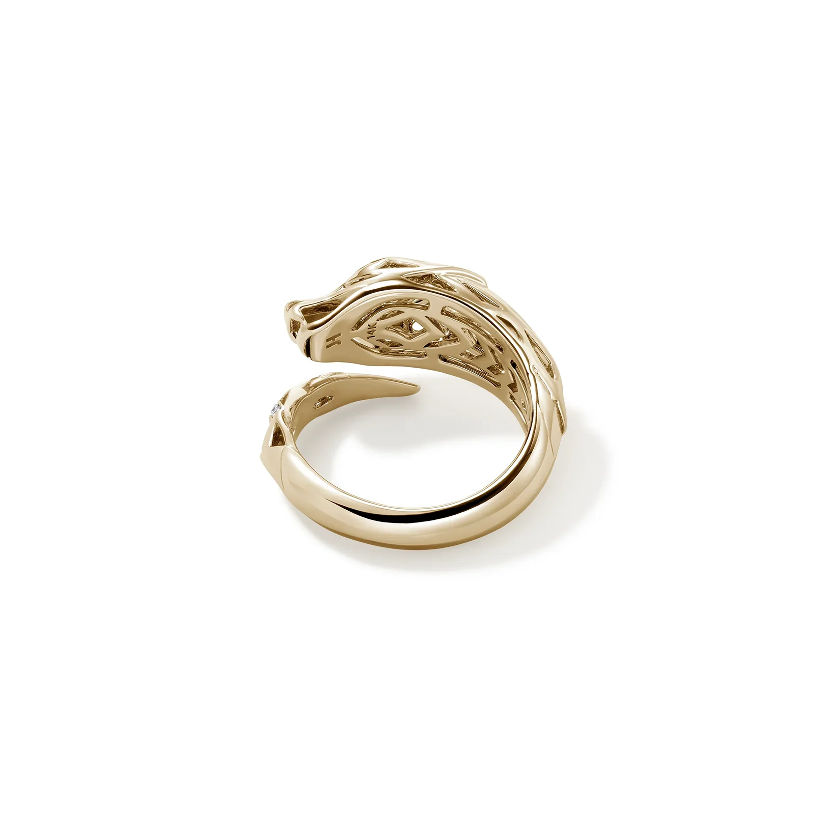 John Hardy Naga Yellow Gold Diamond Bypass Ring - Image 4