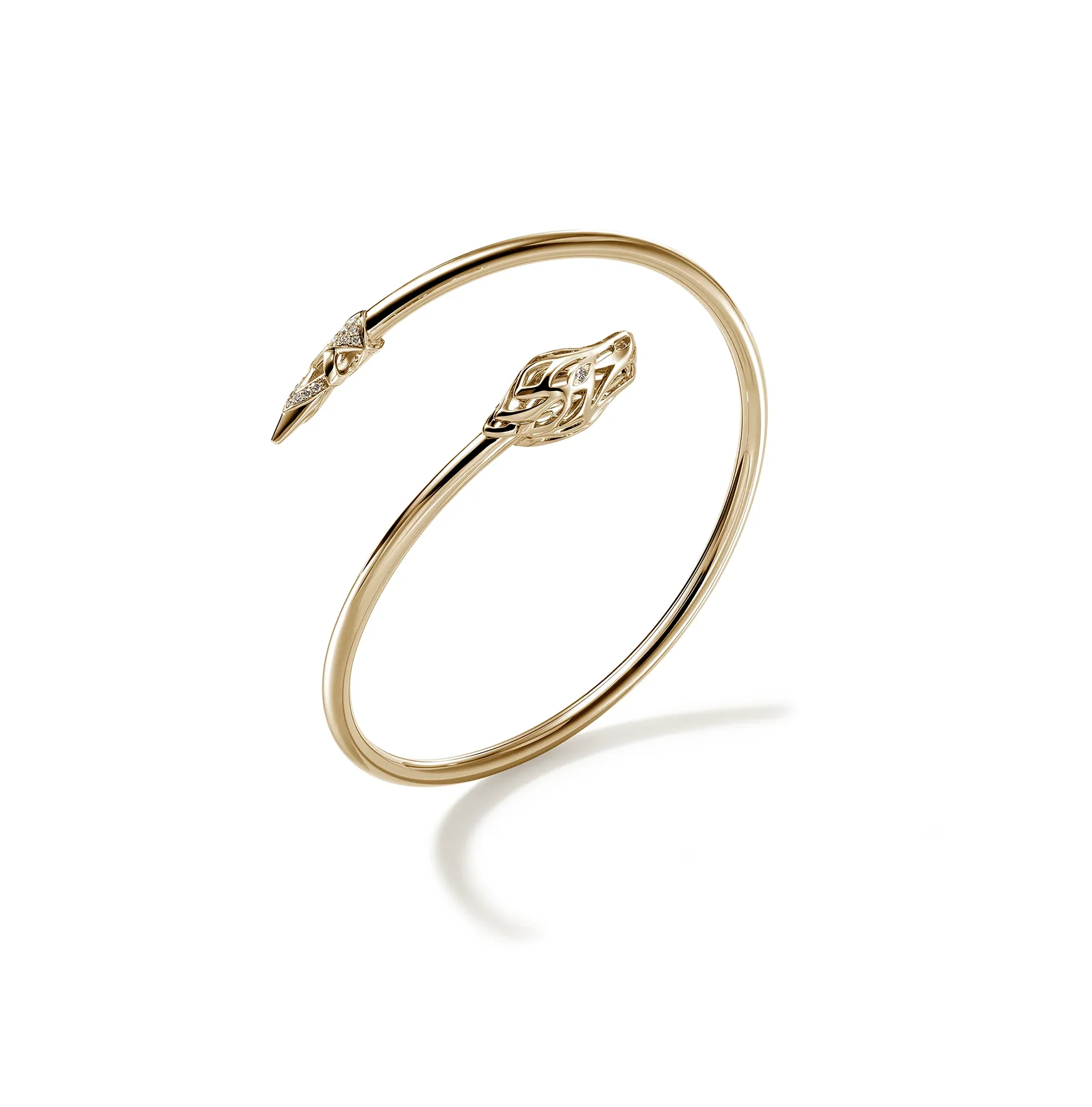 John Hardy Naga Yellow Gold Diamond Slim Cuff - Image 3