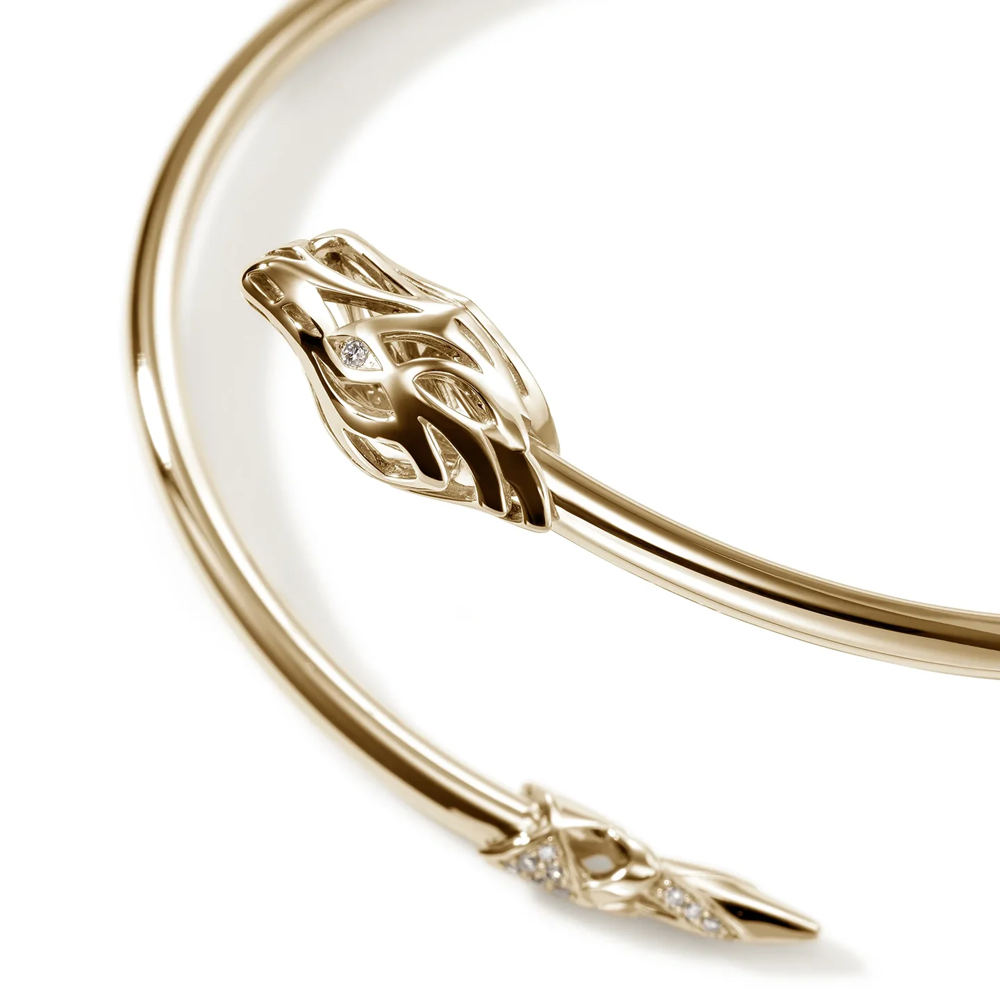 John Hardy Naga Yellow Gold Diamond Slim Cuff - Image 5
