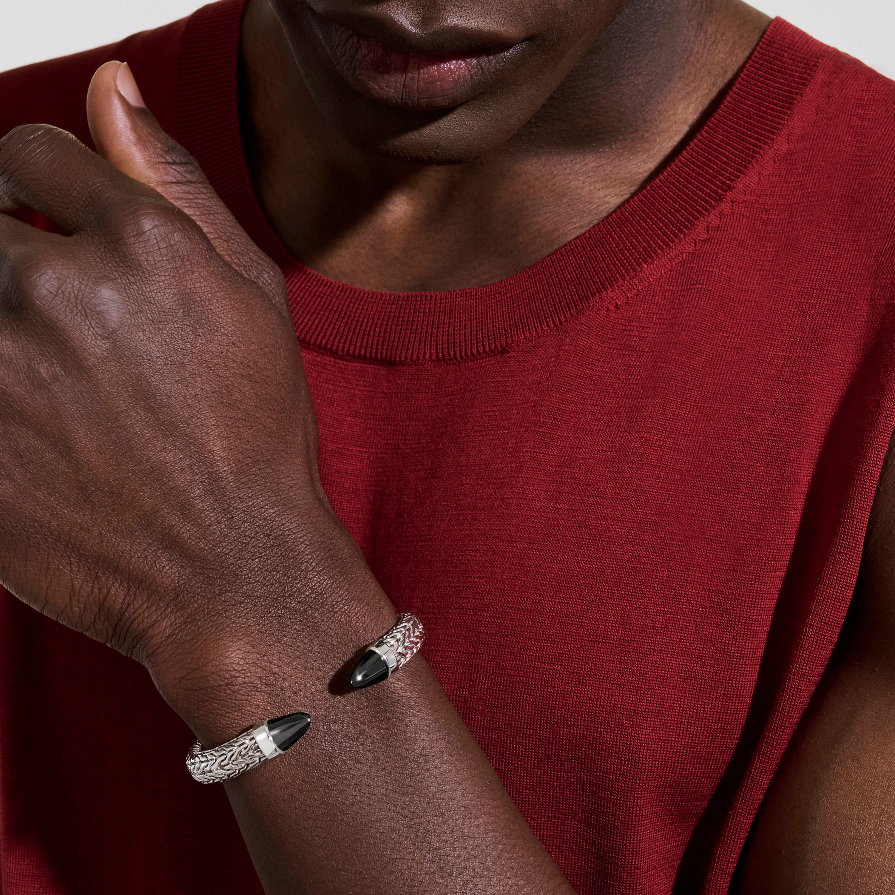 John Hardy Spear 50 Sterling Silver and Black Onyx Flex Cuff - Image 6