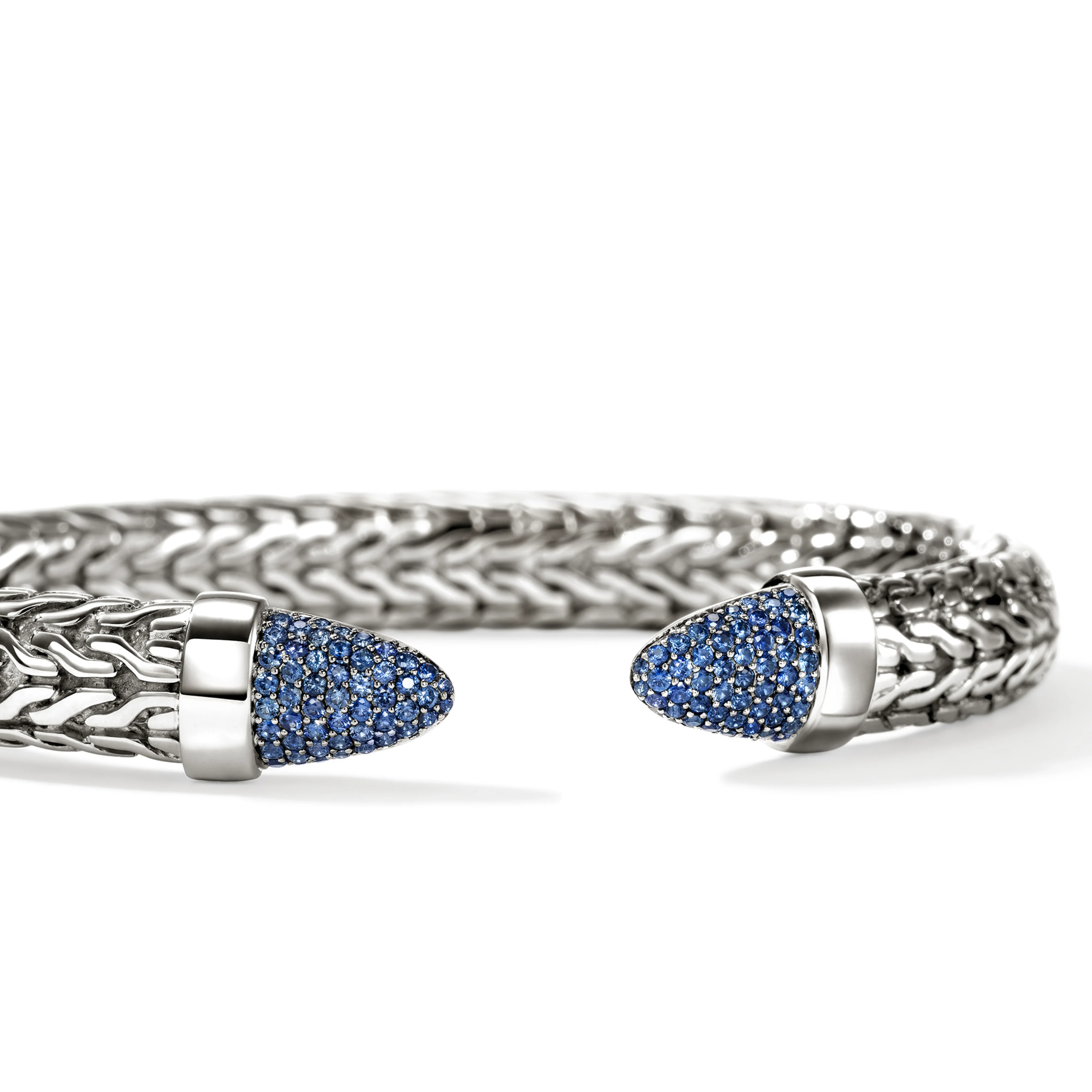 John Hardy Spear 50 Sterling Silver Flex Cuff with Blue Sapphire, 8.9mm - Image 3