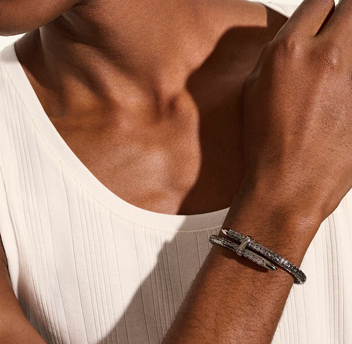 John Hardy Spear Sterling Silver Flex Cuff with Black Rhodium - Image 4