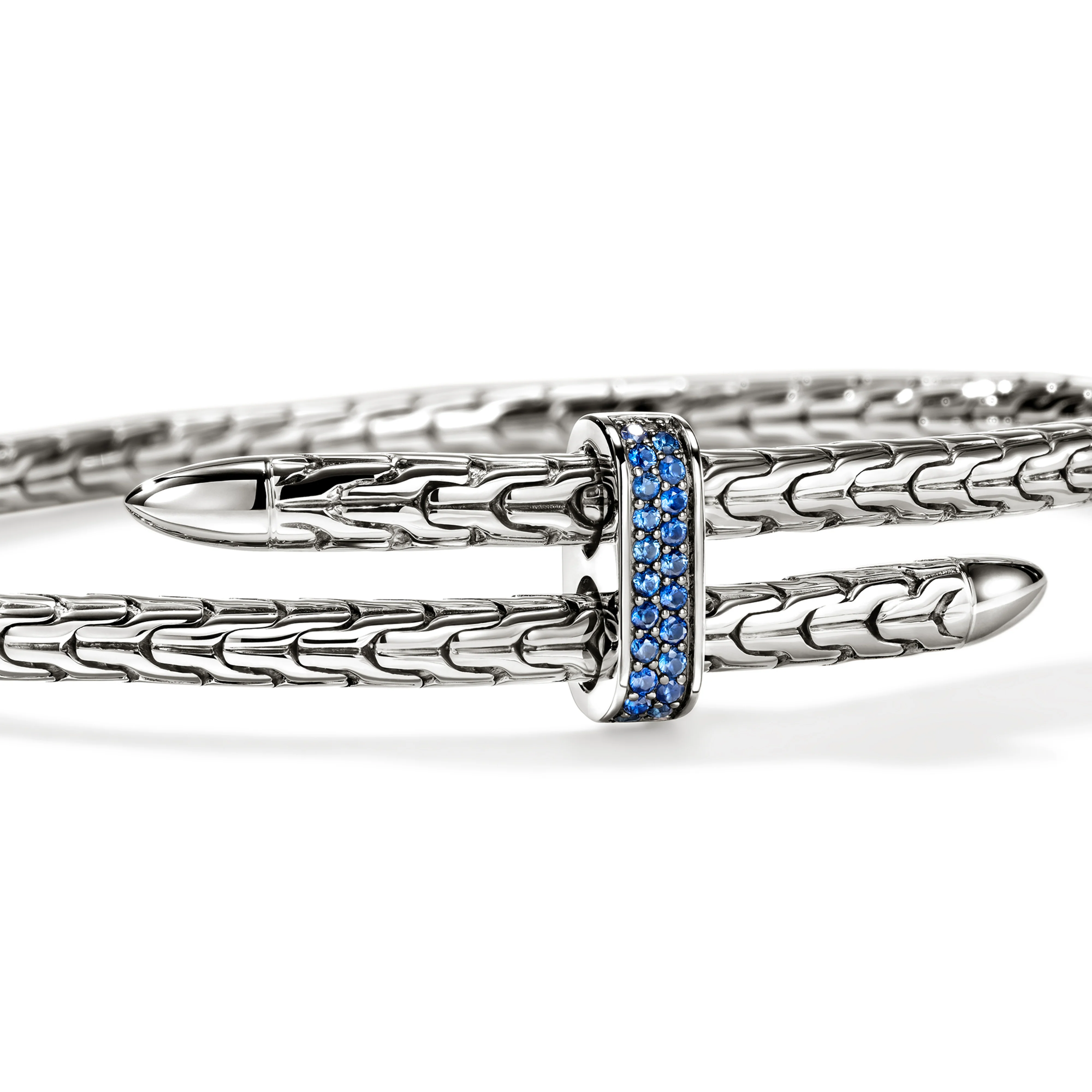 John Hardy Spear Sterling Silver Flex Cuff with Blue Sapphire, 4mm - Image 4