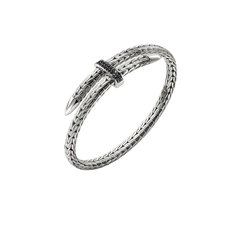 John Hardy Spear Sterling Silver Flex Cuff with Treated Black Sapphire - Image 2