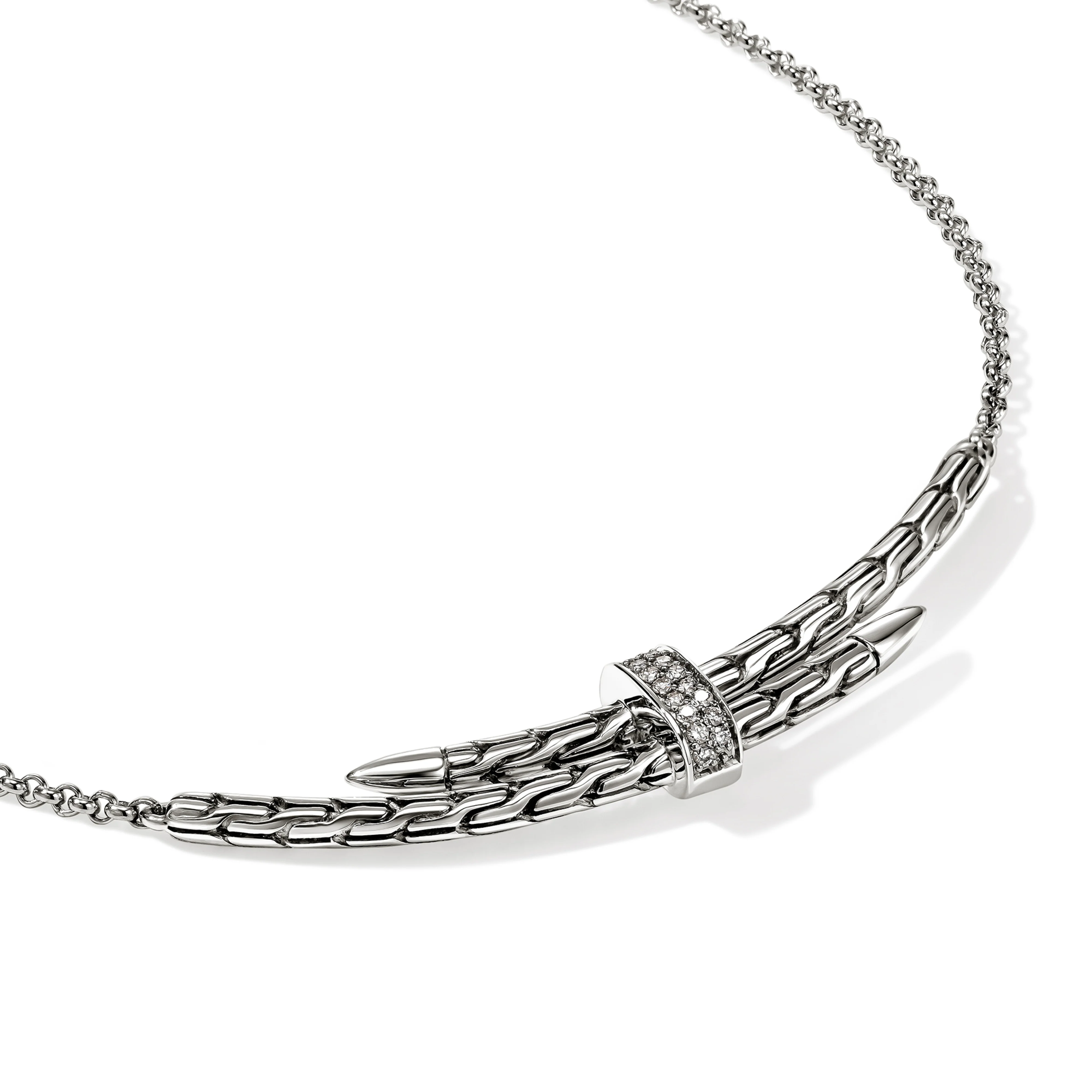 John Hardy Spear Sterling Silver Station Necklace with Diamonds - Image 3