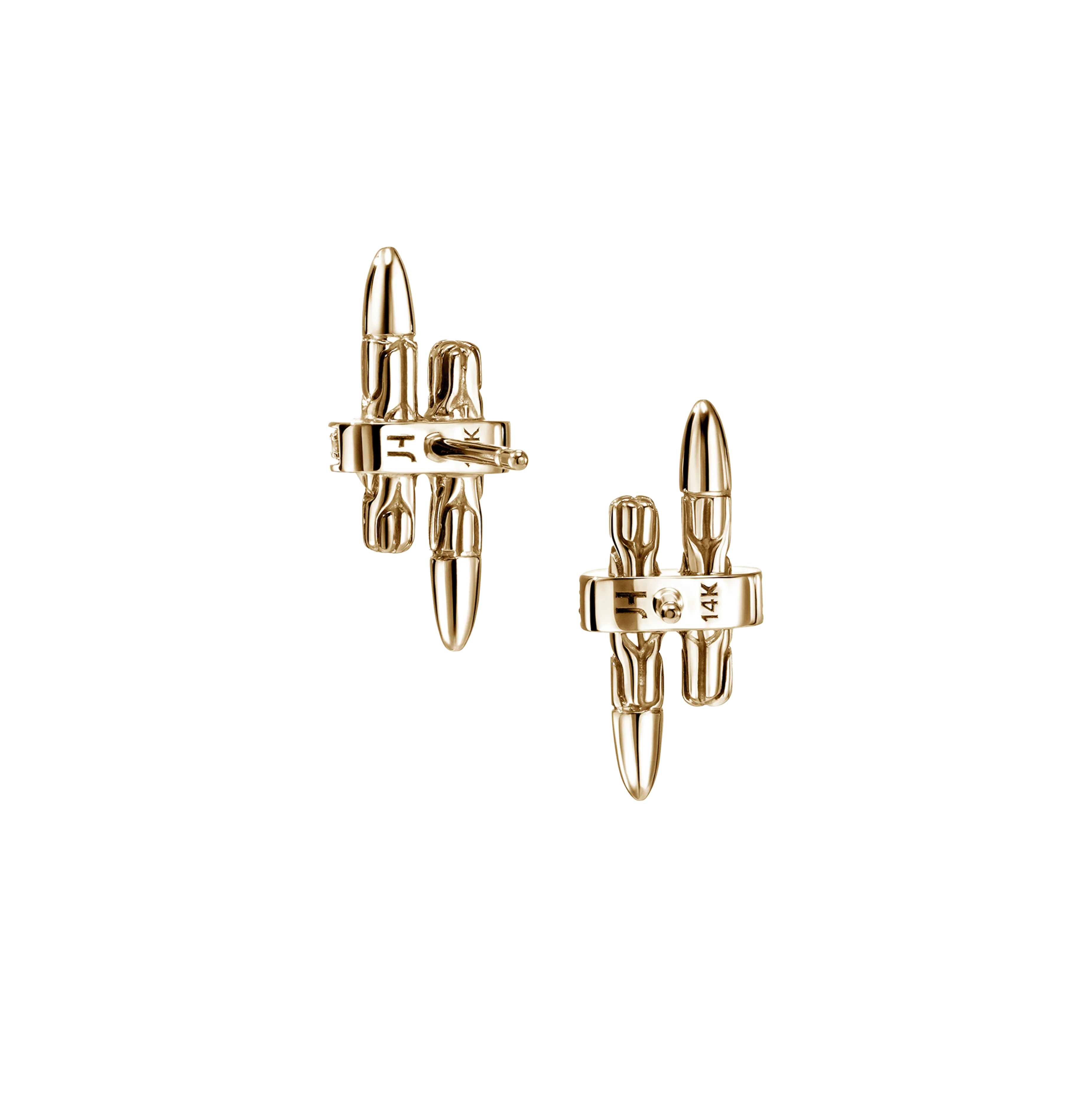 John Hardy Spear Yellow Gold Diamond Stud Earrings - Image 2