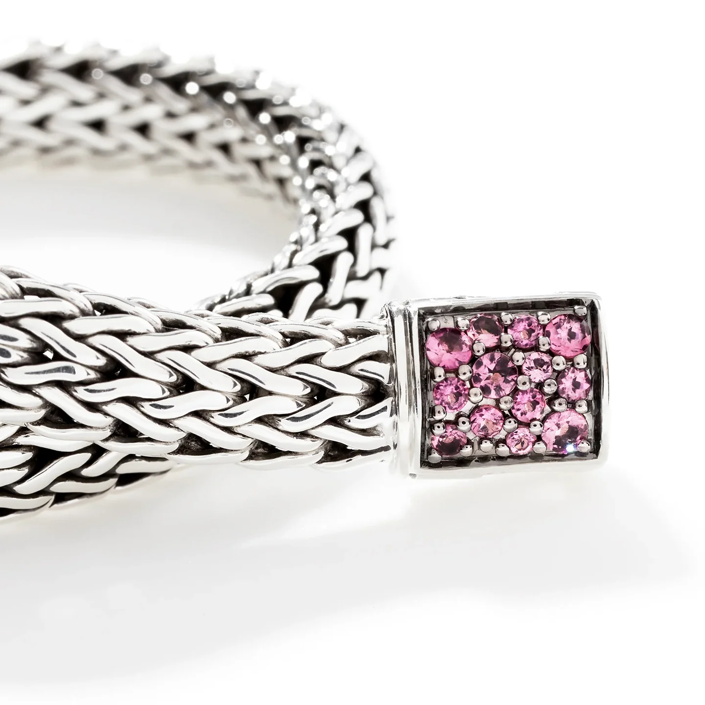 John Hardy Sterling Silver Black Sapphire and Pink Tourmaline Reversible Bracelet - Image 5