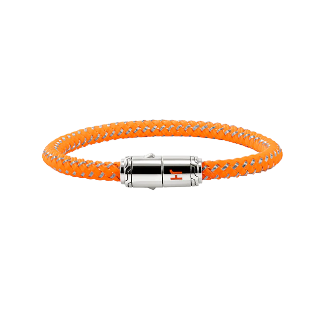 John Hardy Sterling Silver Orange Rubber and Enamel Bracelet